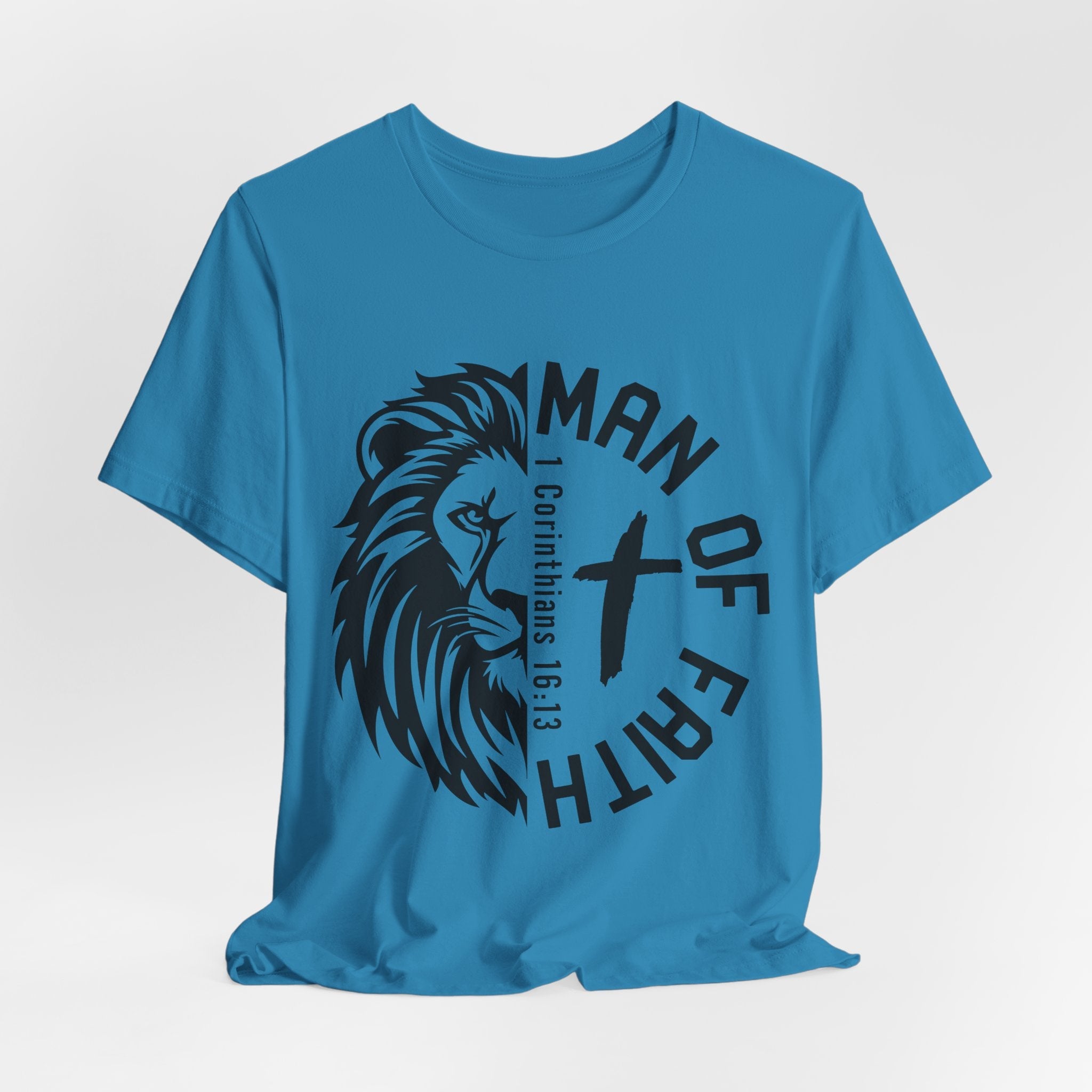 Man of Faith Lion Graphic T-Shirt Printify
