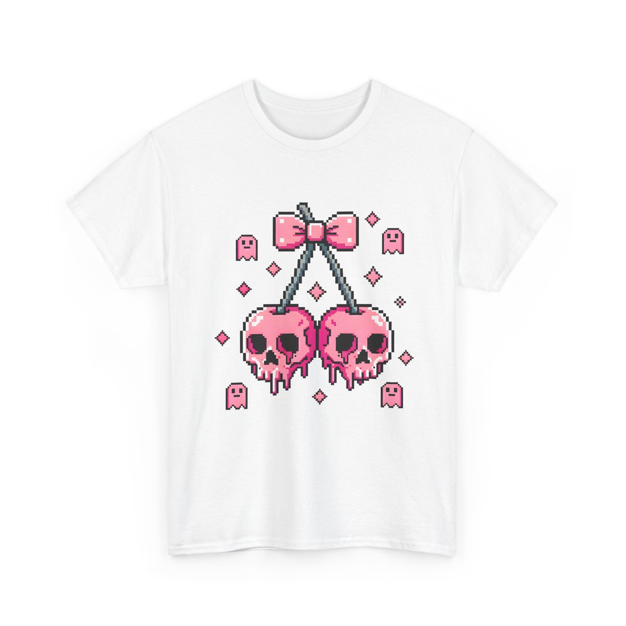 Pixel Skull Cherries Skeleton T- Shirt Printify
