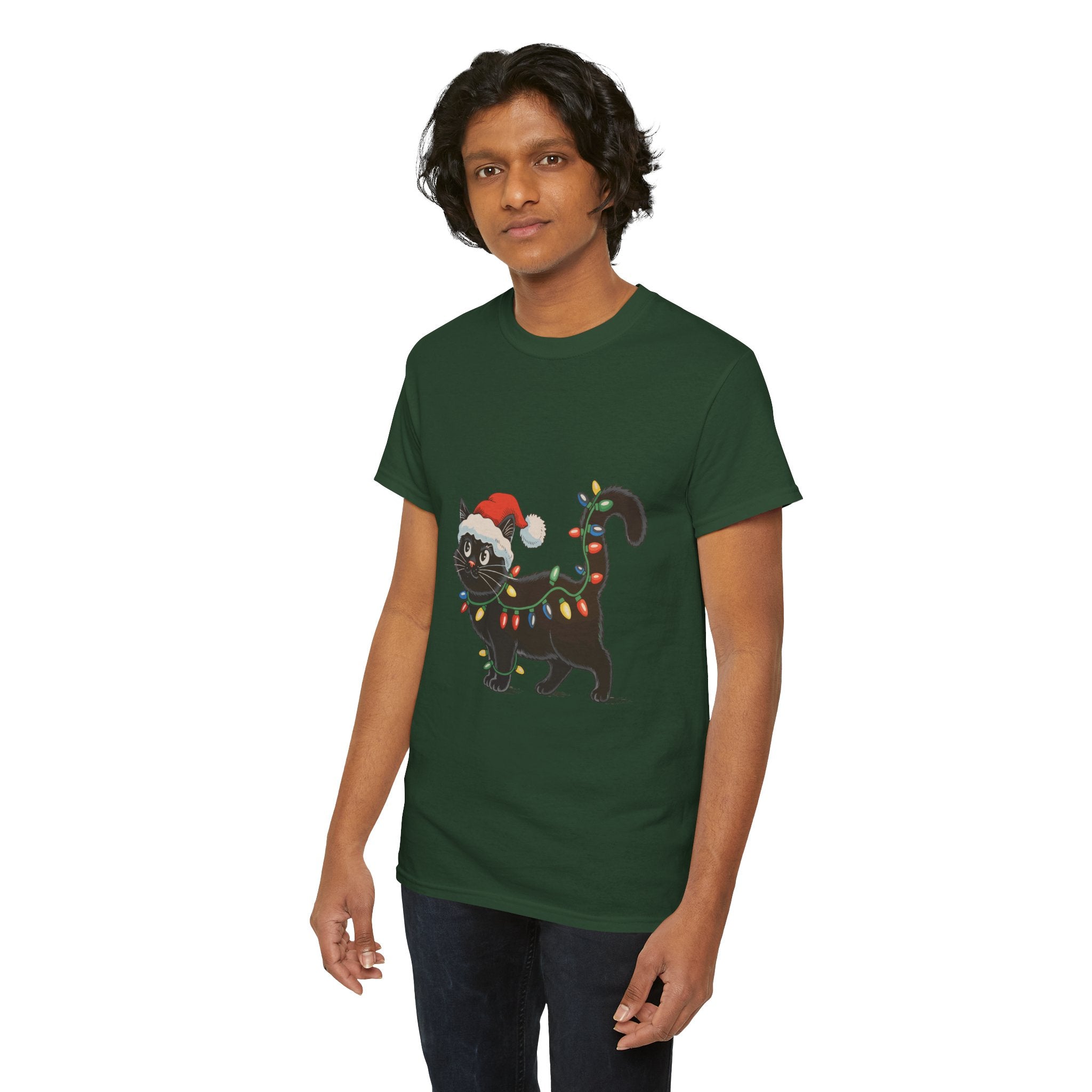 Festive Cat Christmas T-Shirt Printify
