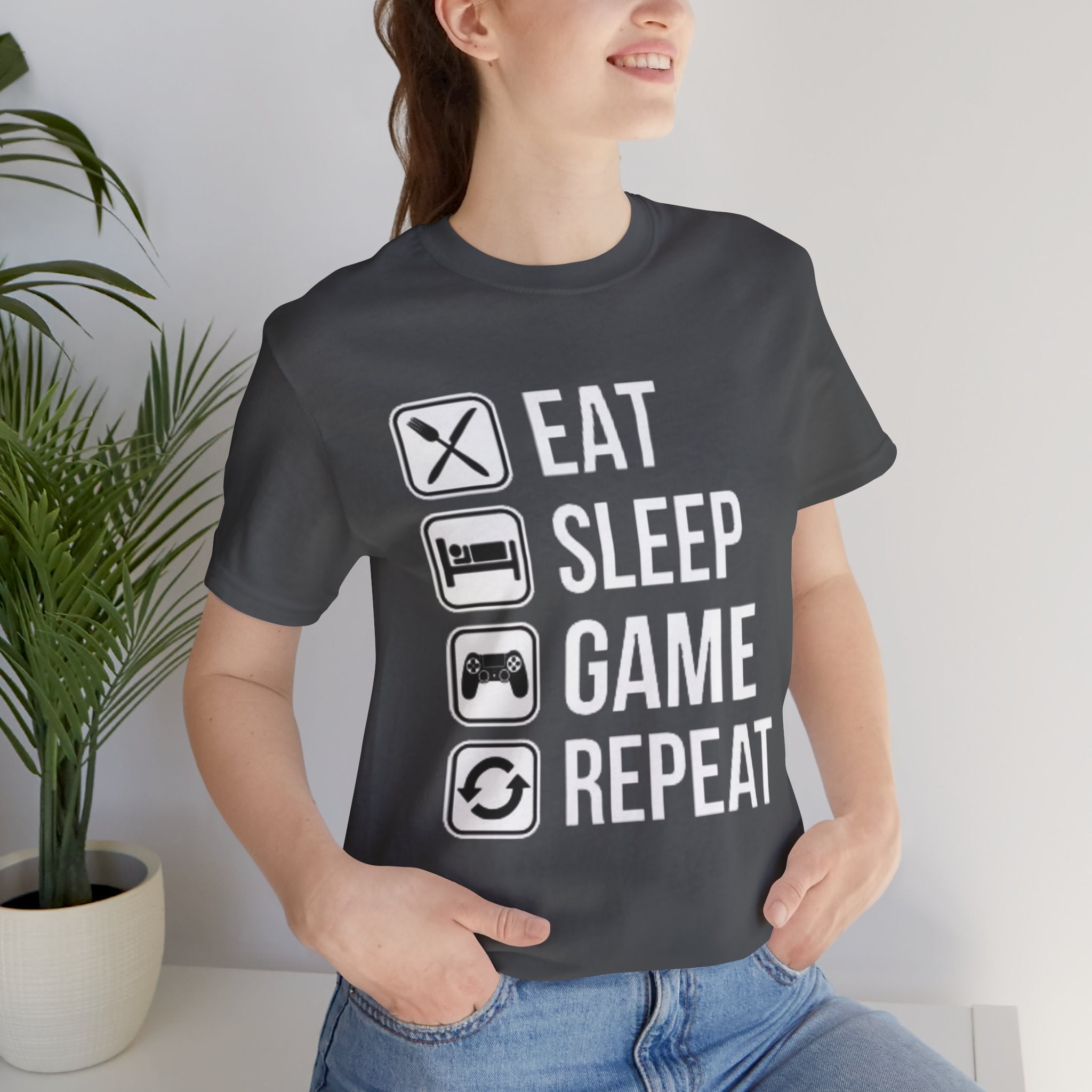 Eat, Sleep, Game, Repeat, Gaming Lifestyle T-Shirt Printify
