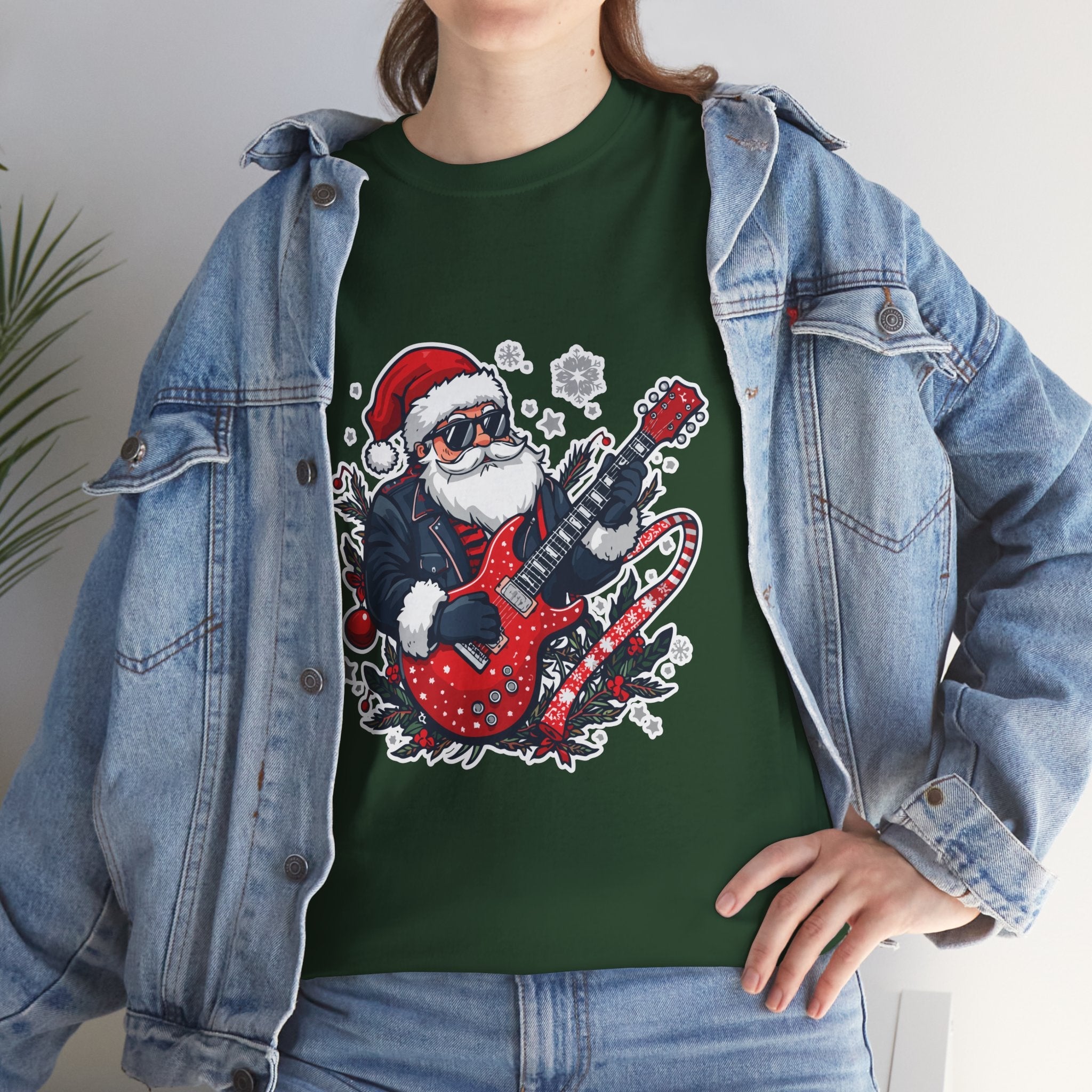 Rockin' Santa Music Graphic T-Shirt Printify