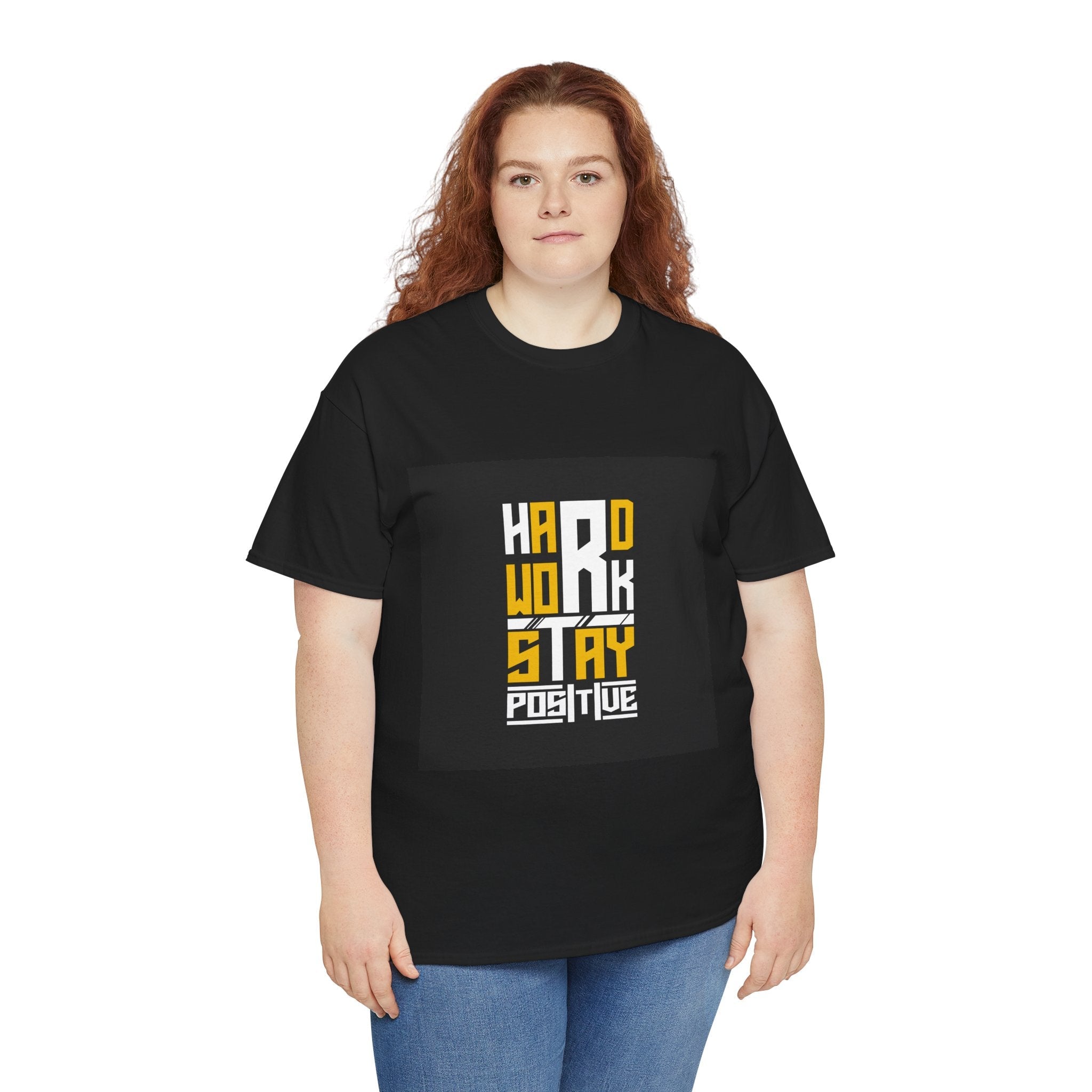 Hard Work Stay Positive Motivational T- Shirt Printify
