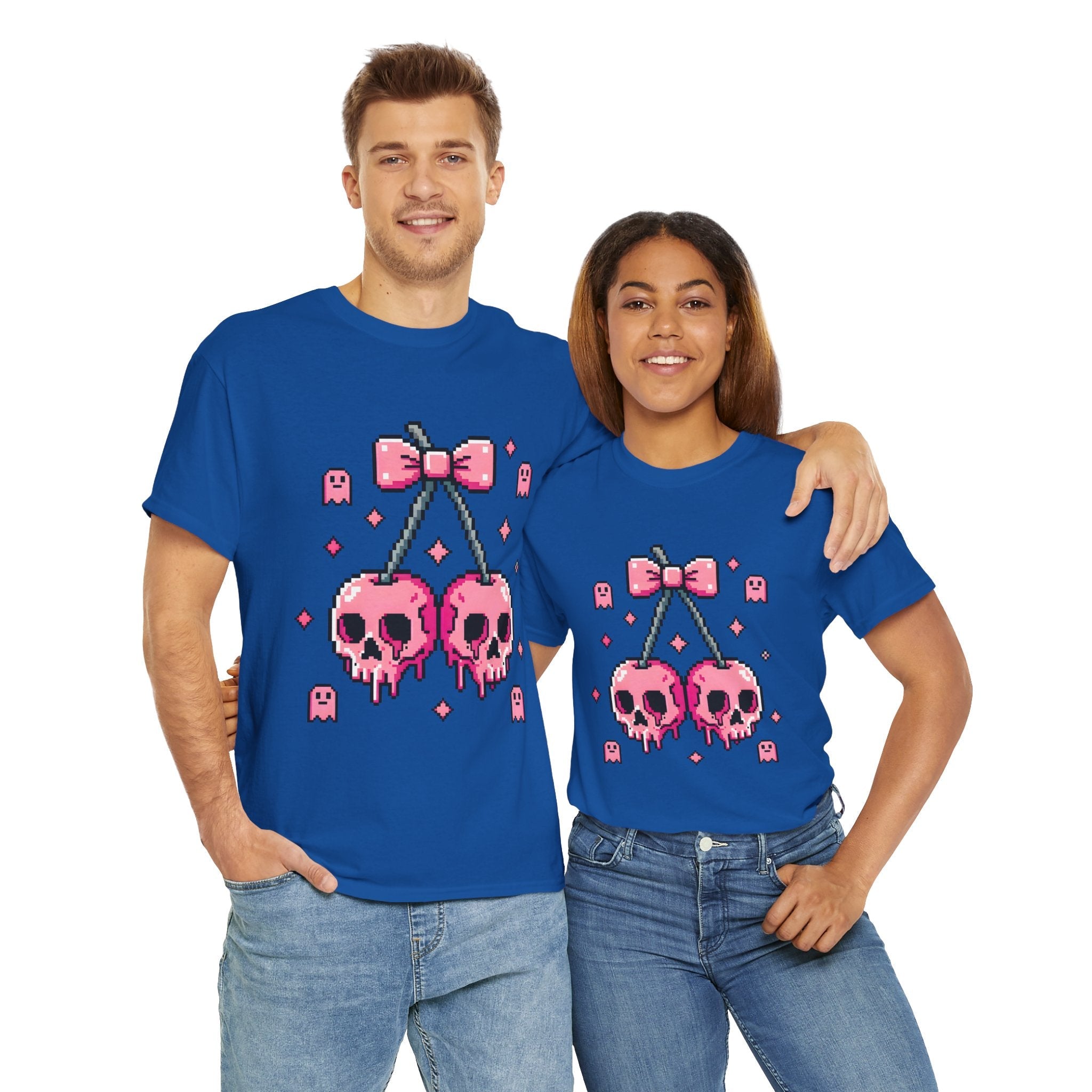 Pixel Skull Cherries Skeleton T- Shirt Printify