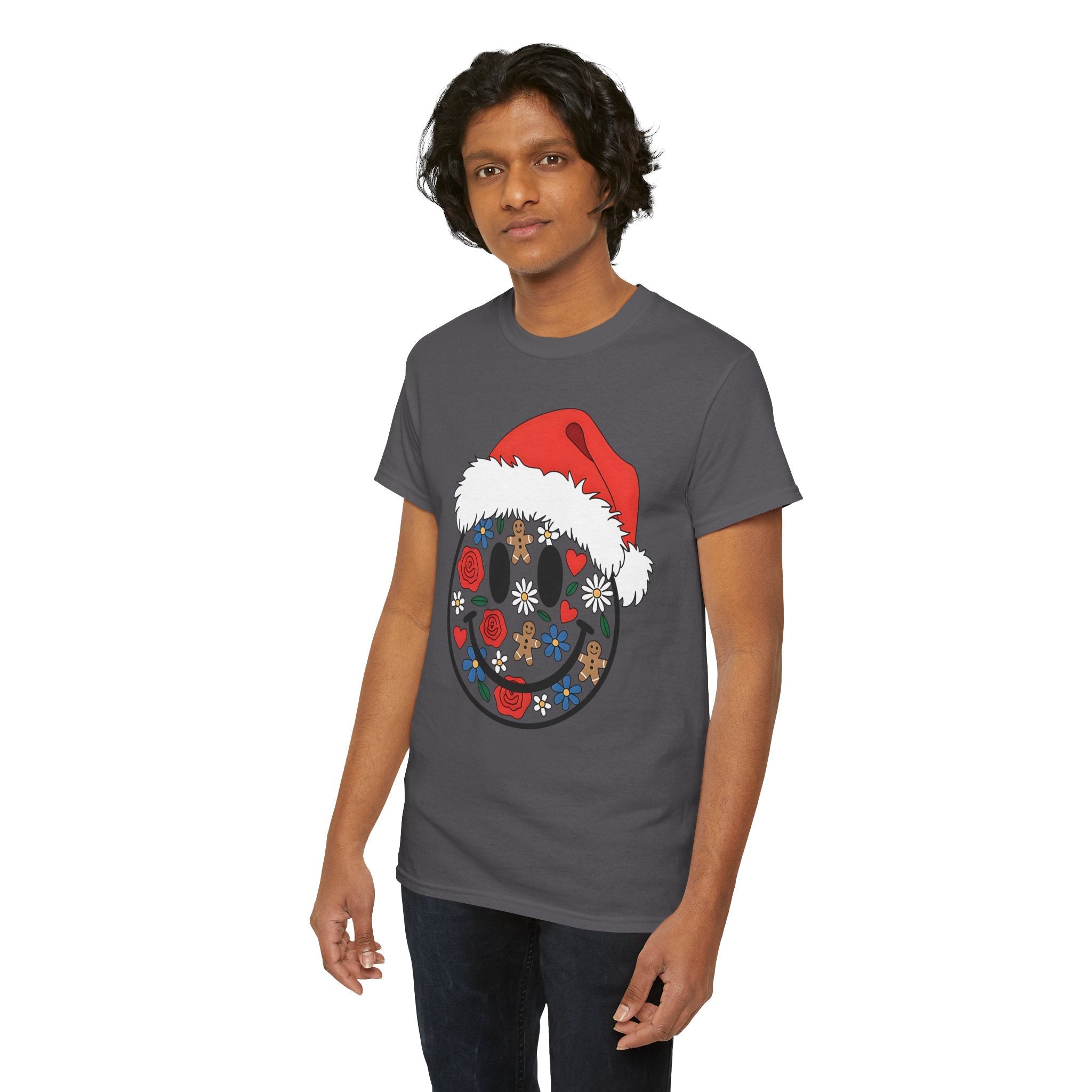Retro Christmas Smiley Face T- Shirt Printify