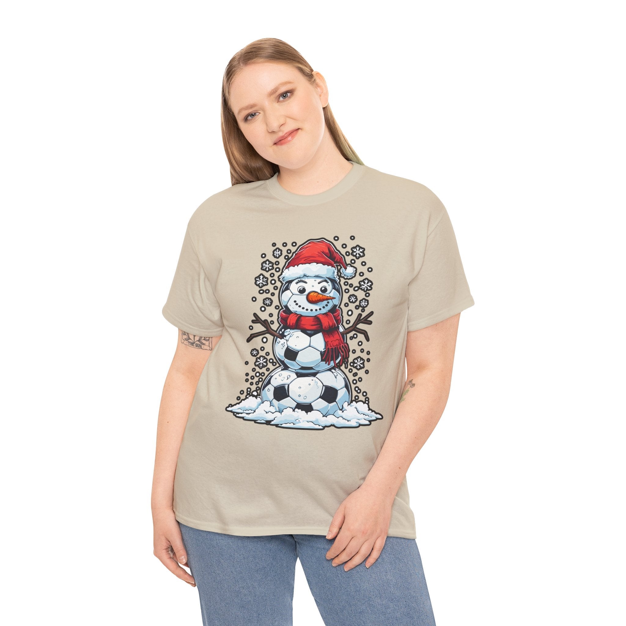 Christmas Snowman Soccer T-Shirt Printify