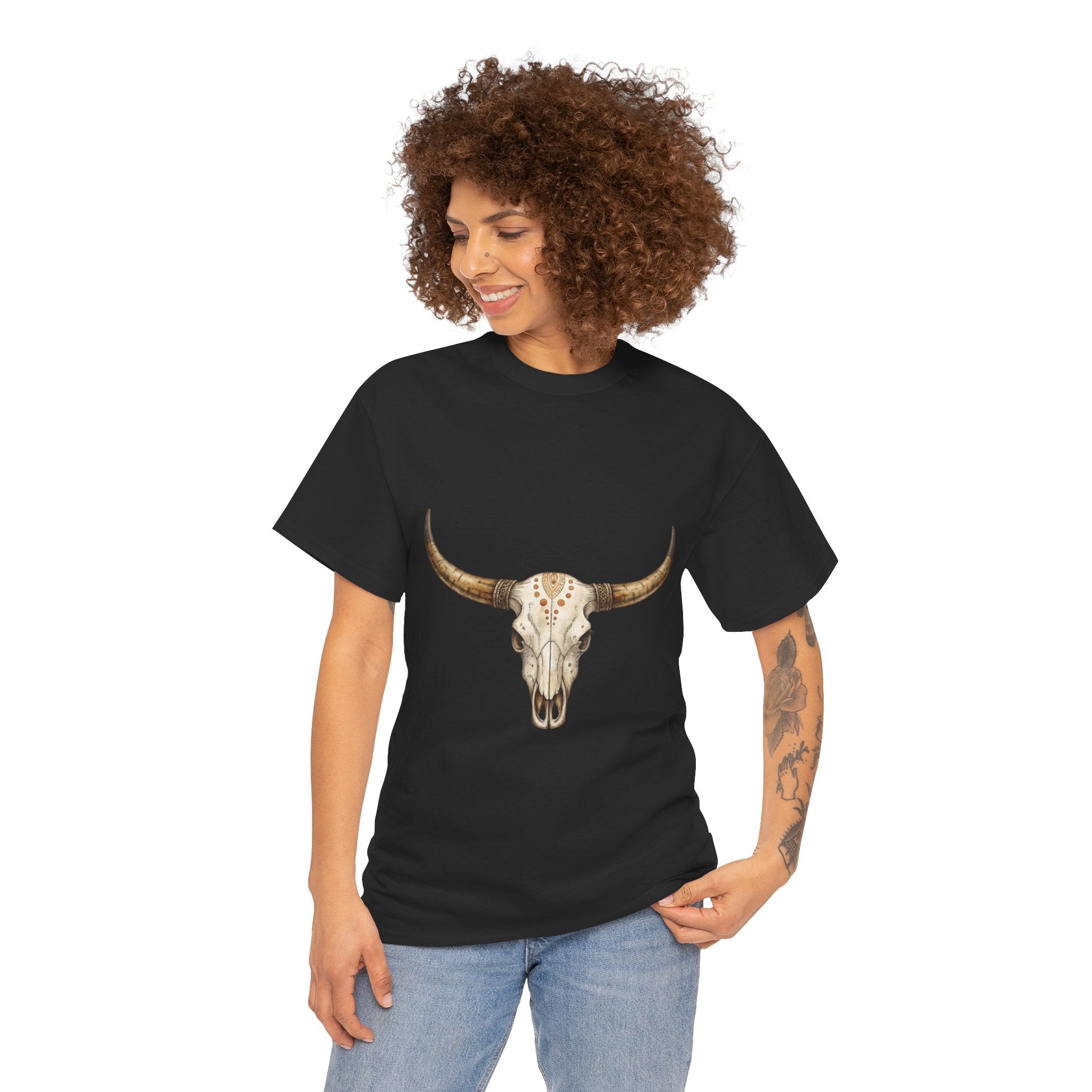 Bull Skull Western Graphic T-Shirt Printify