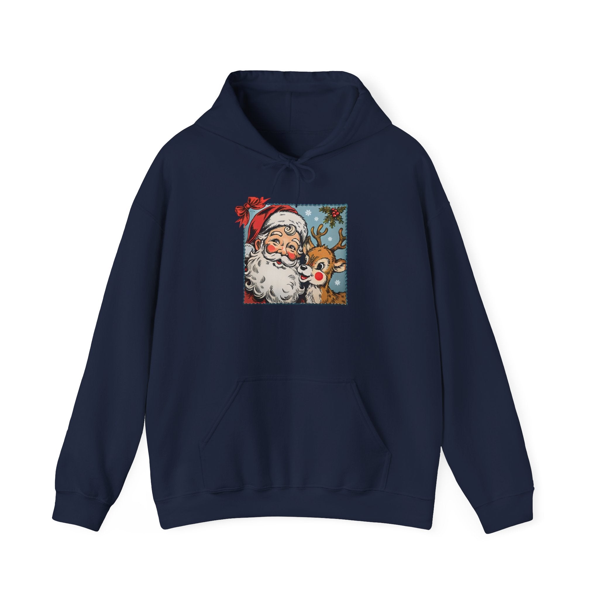 Vintage Santa & Reindeer Christmas Hoodie Printify