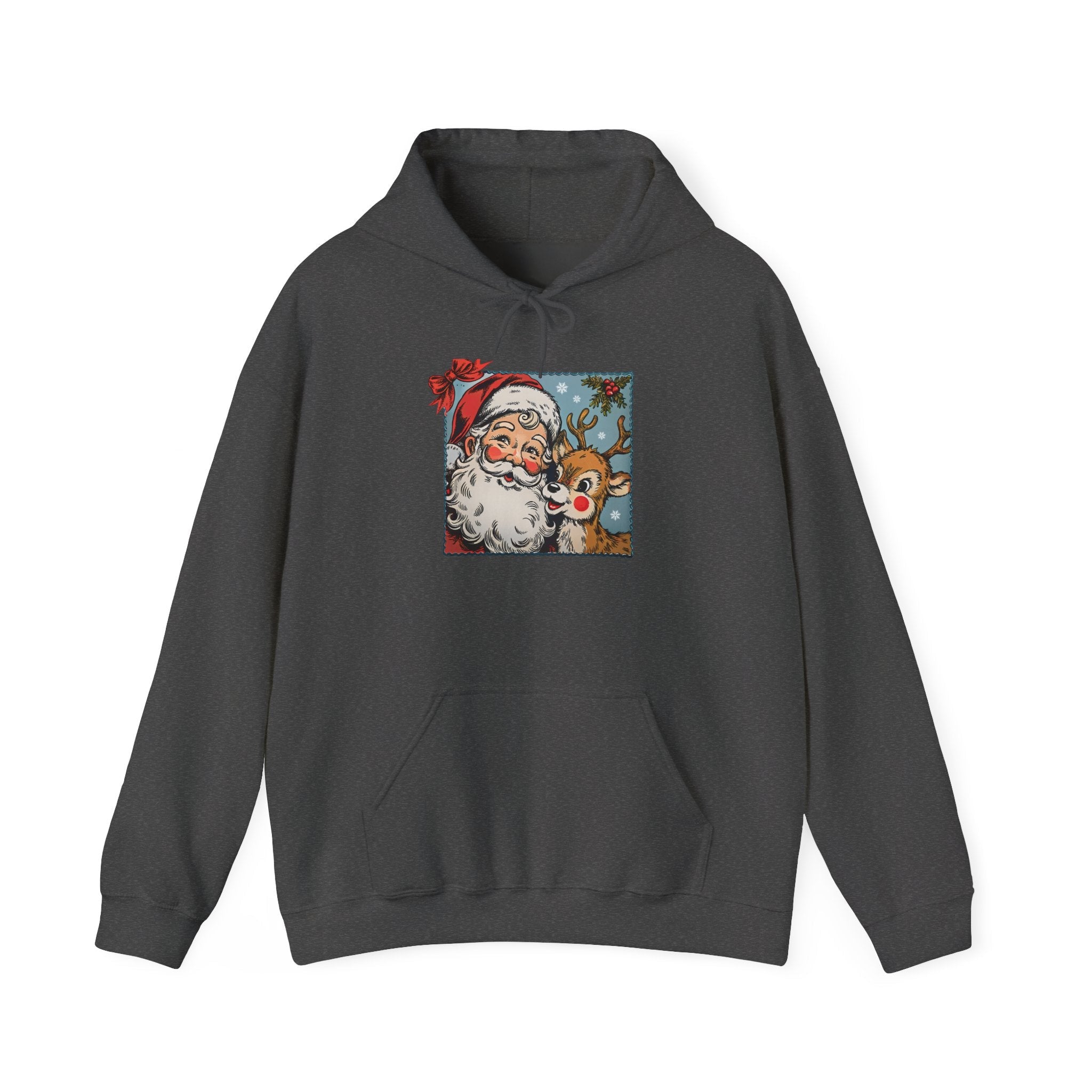 Vintage Santa & Reindeer Christmas Hoodie Printify