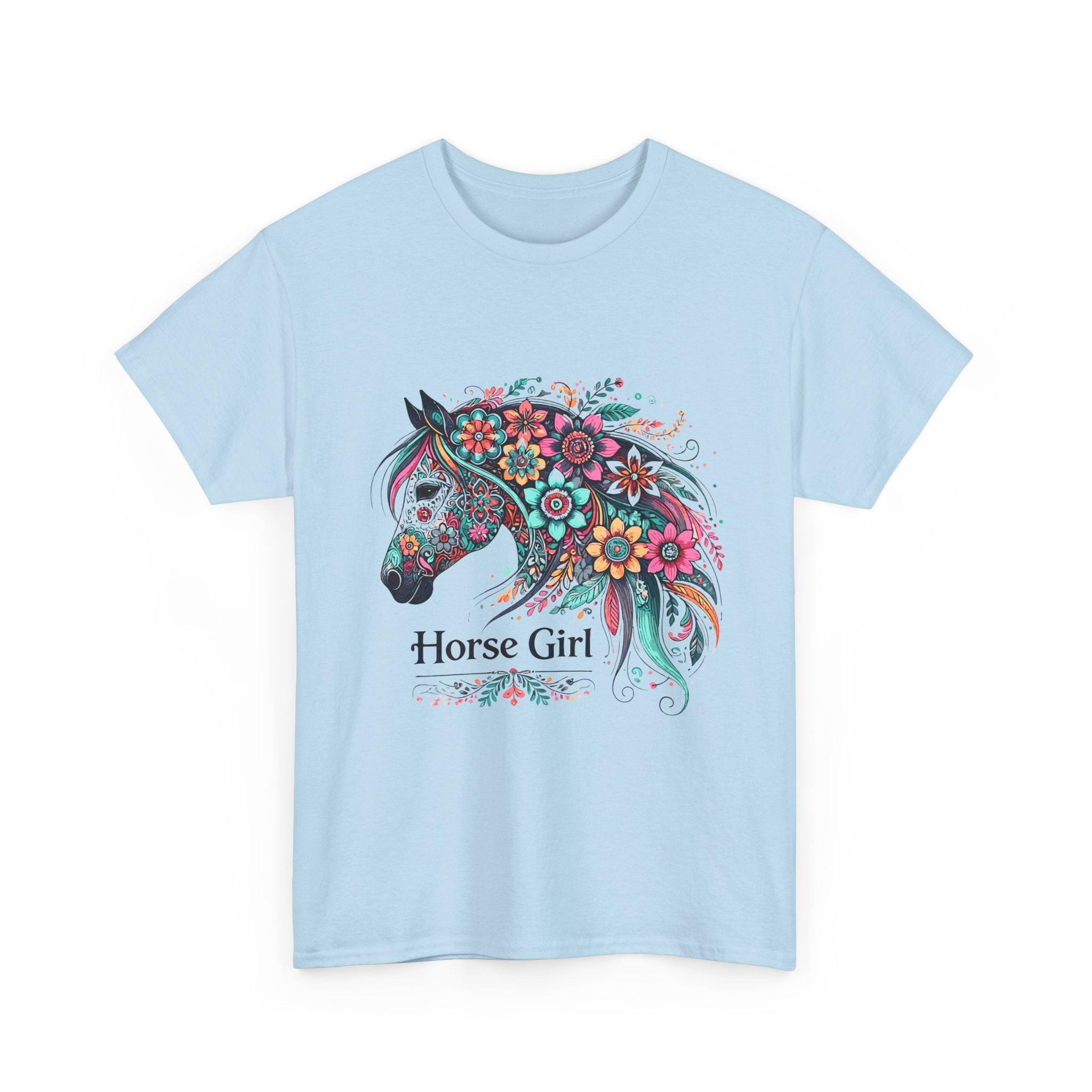 Floral Horse Lover Boho Style T-Shirt Printify