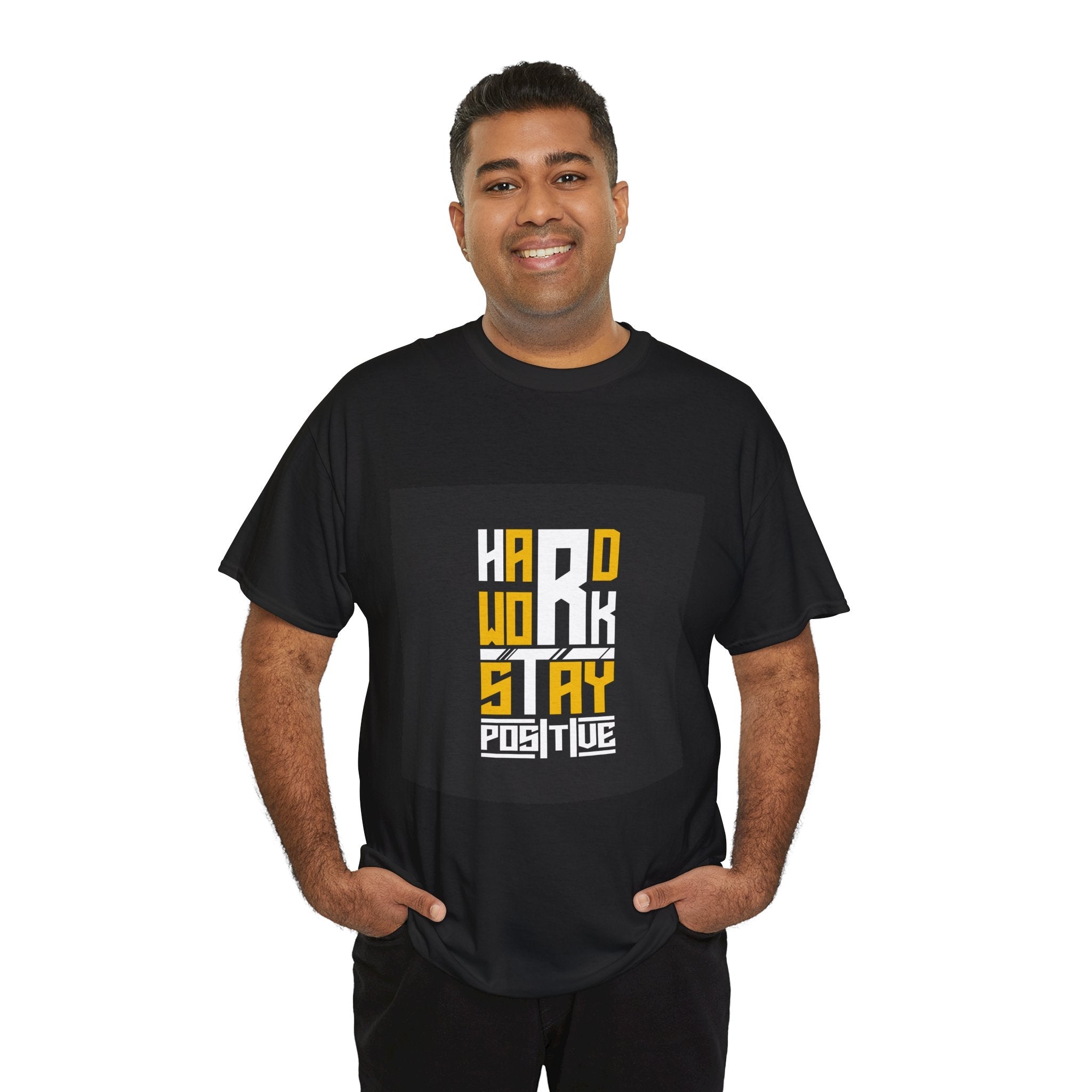 Hard Work Stay Positive Motivational T- Shirt Printify