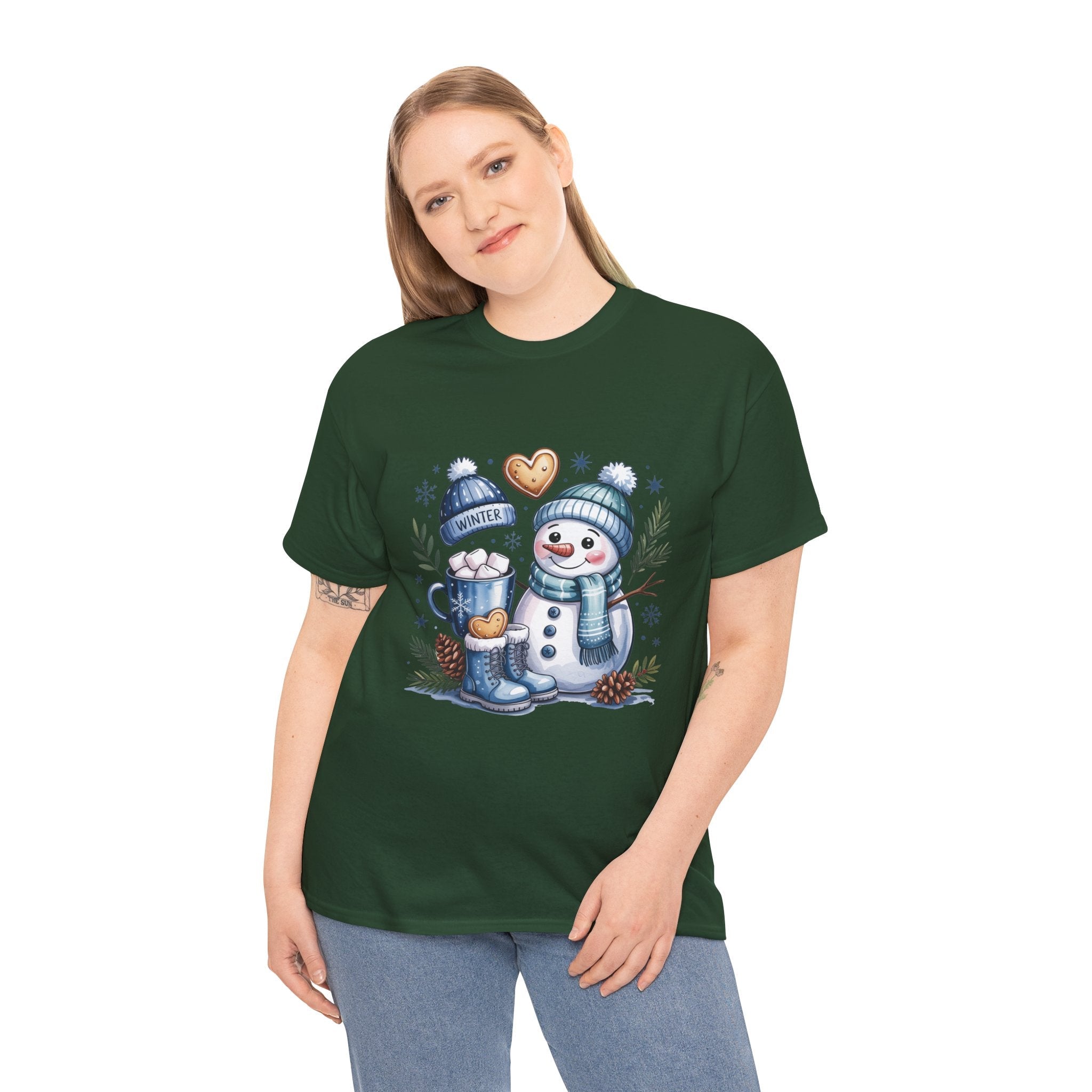Winter Snowman Unisex Graphic T- Shirt Printify