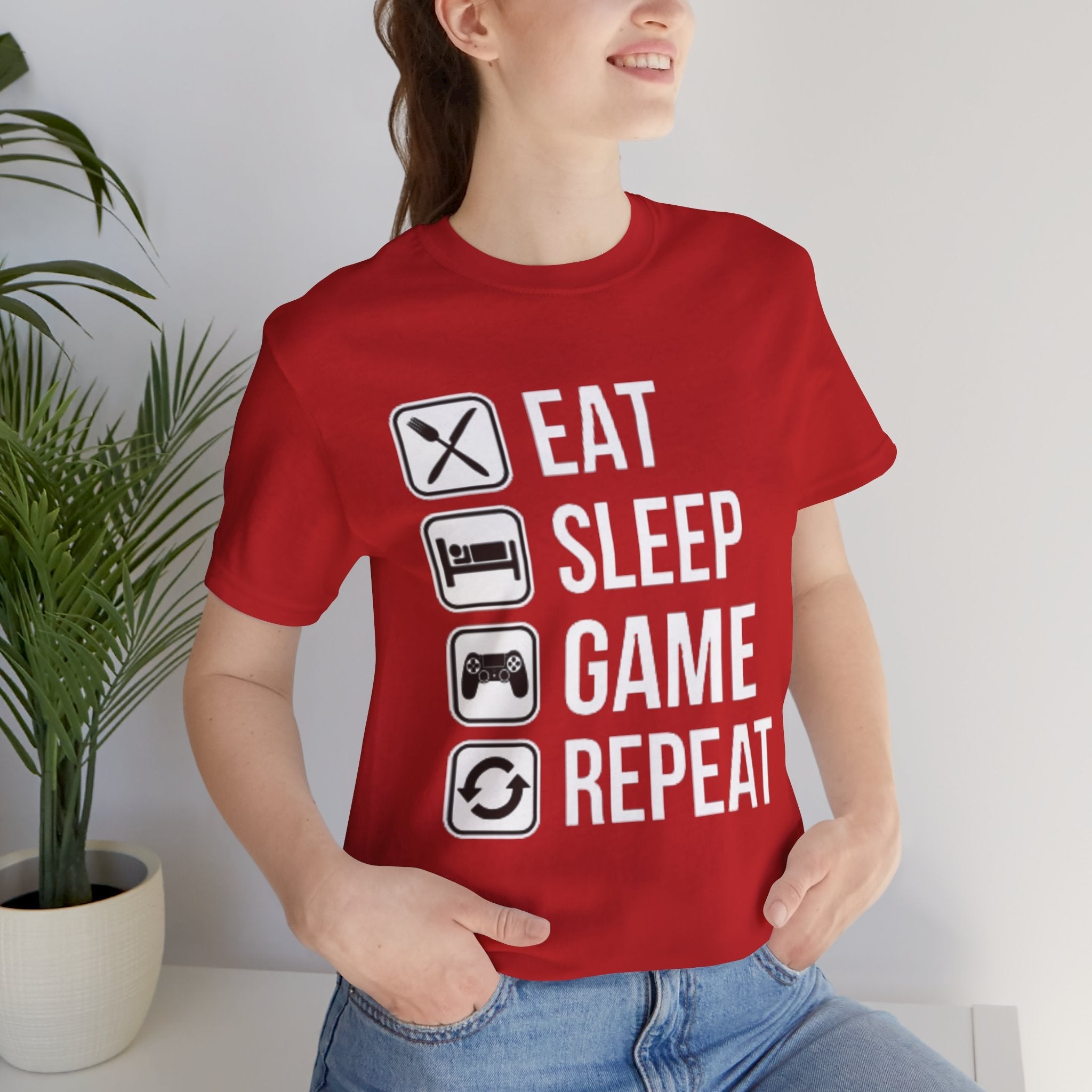 Eat, Sleep, Game, Repeat, Gaming Lifestyle T-Shirt Printify