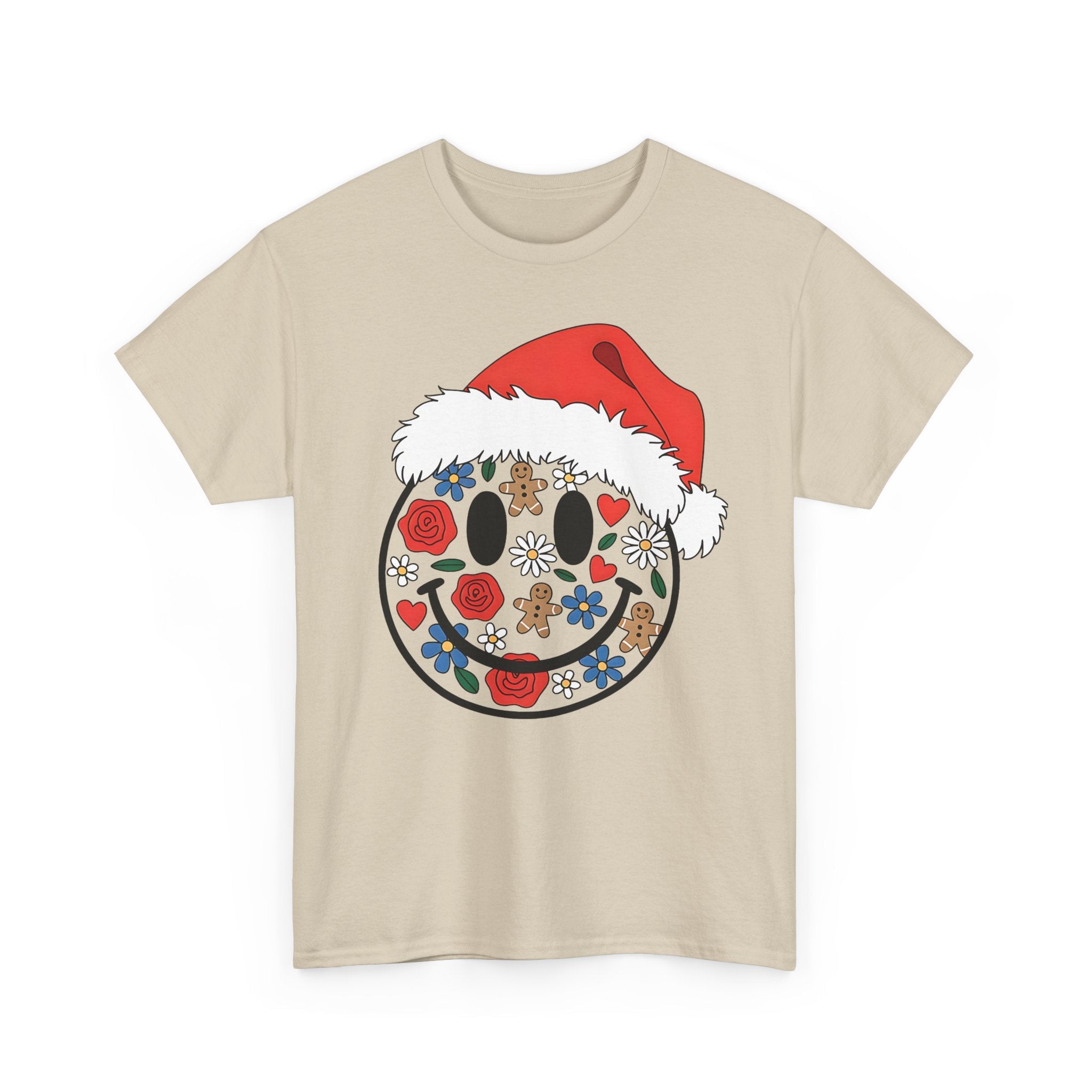 Retro Christmas Smiley Face T- Shirt Printify