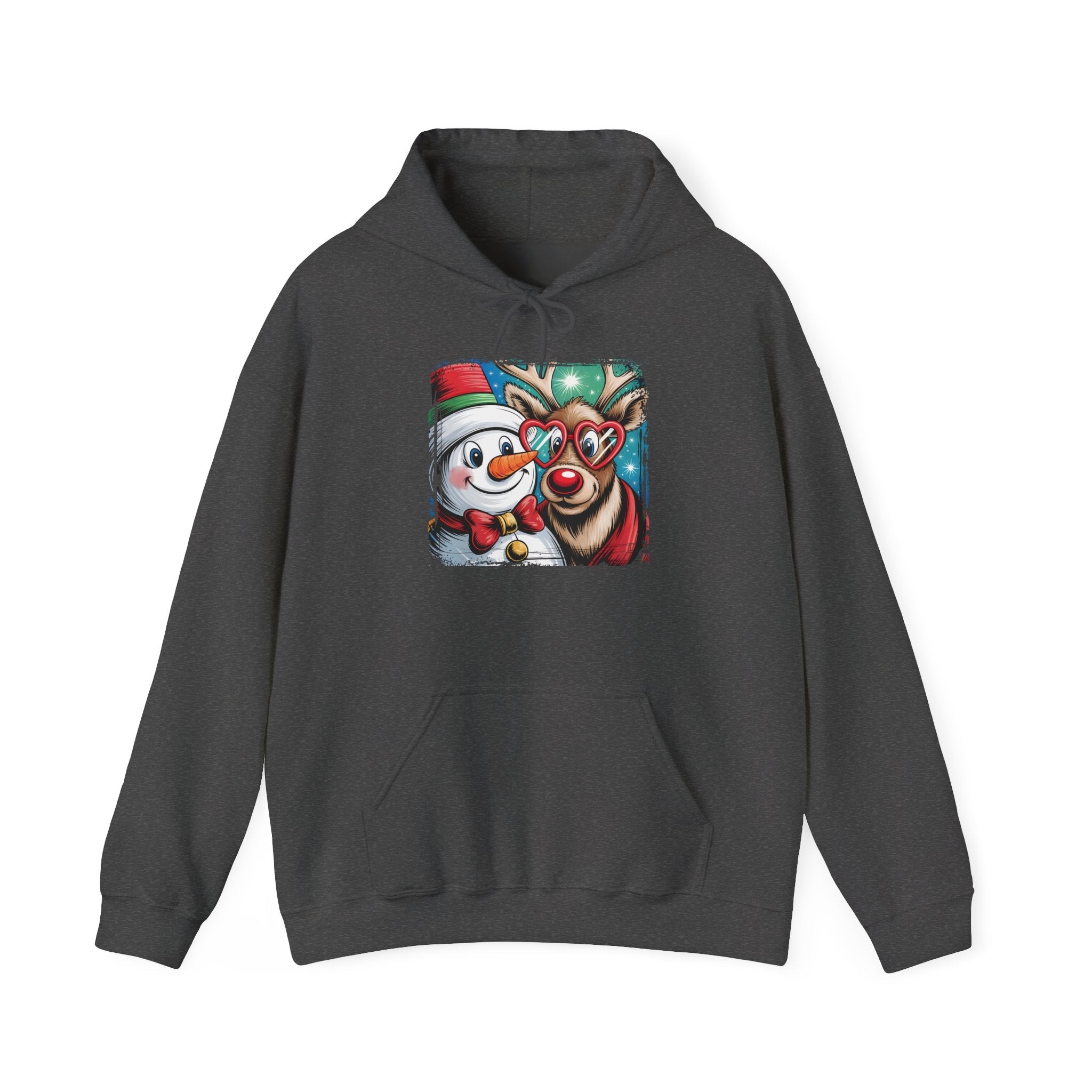 Christmas Snowman & Reindeer Hoodie Printify