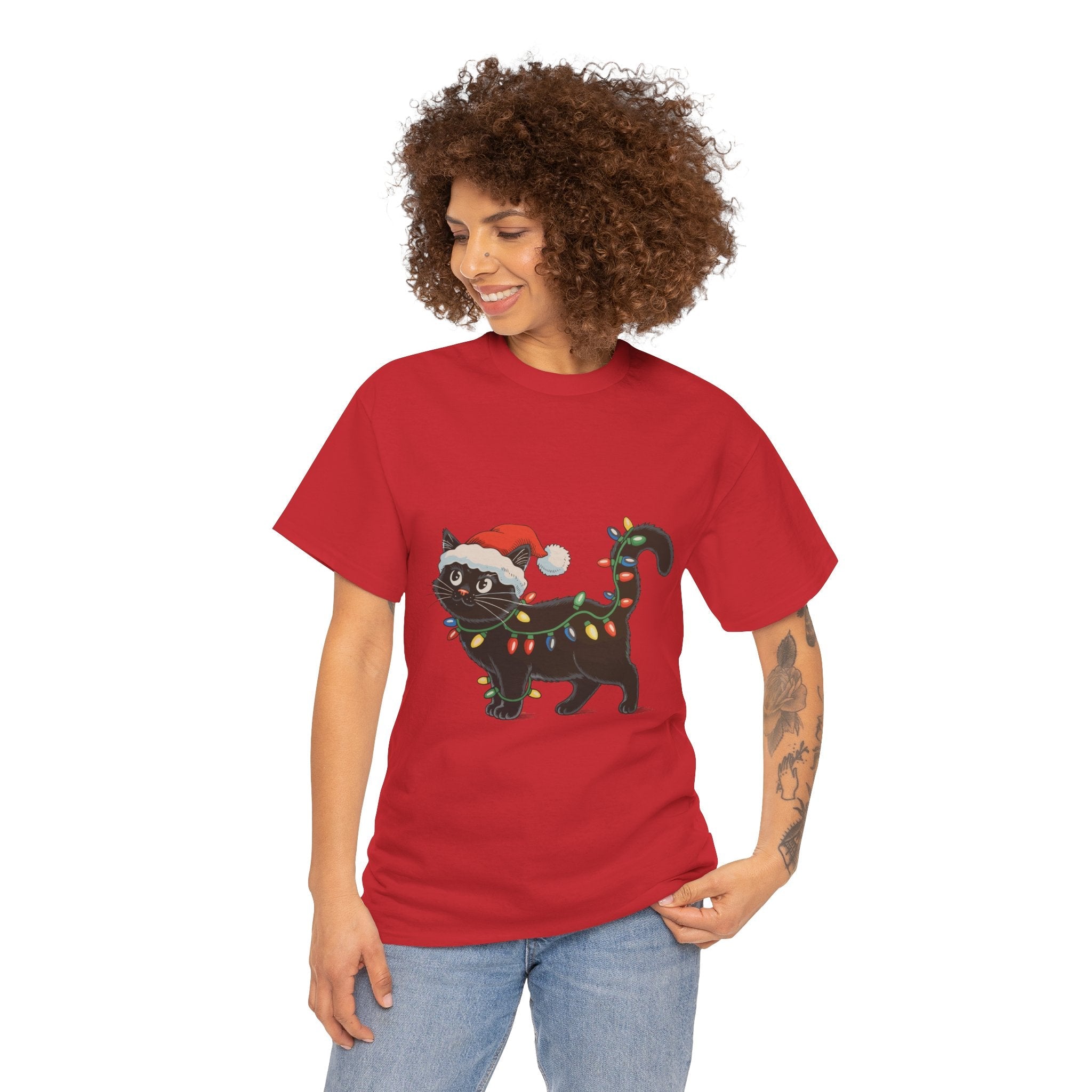 Festive Cat Christmas T-Shirt Printify