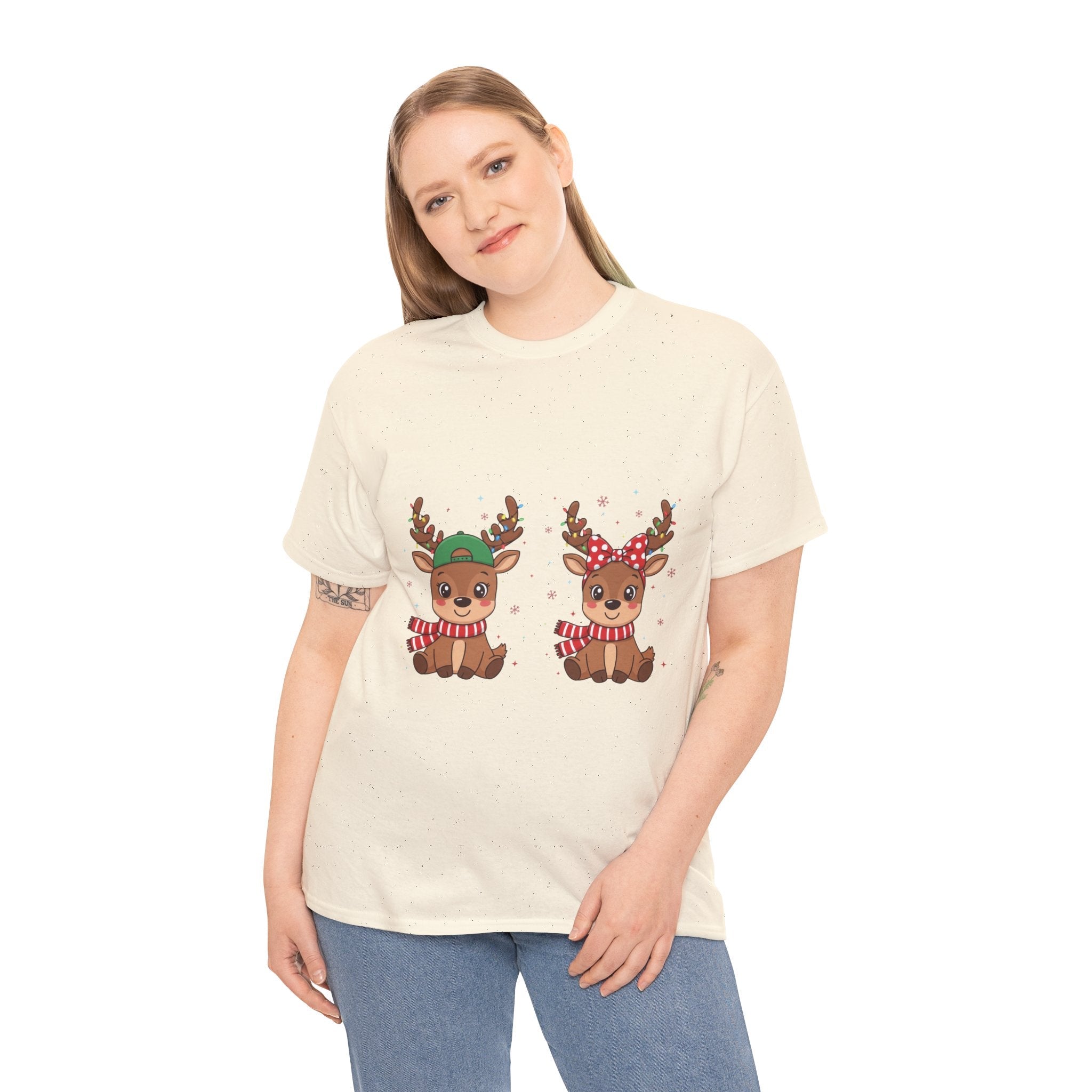 Festive Reindeer Christmas T- Shirt Printify