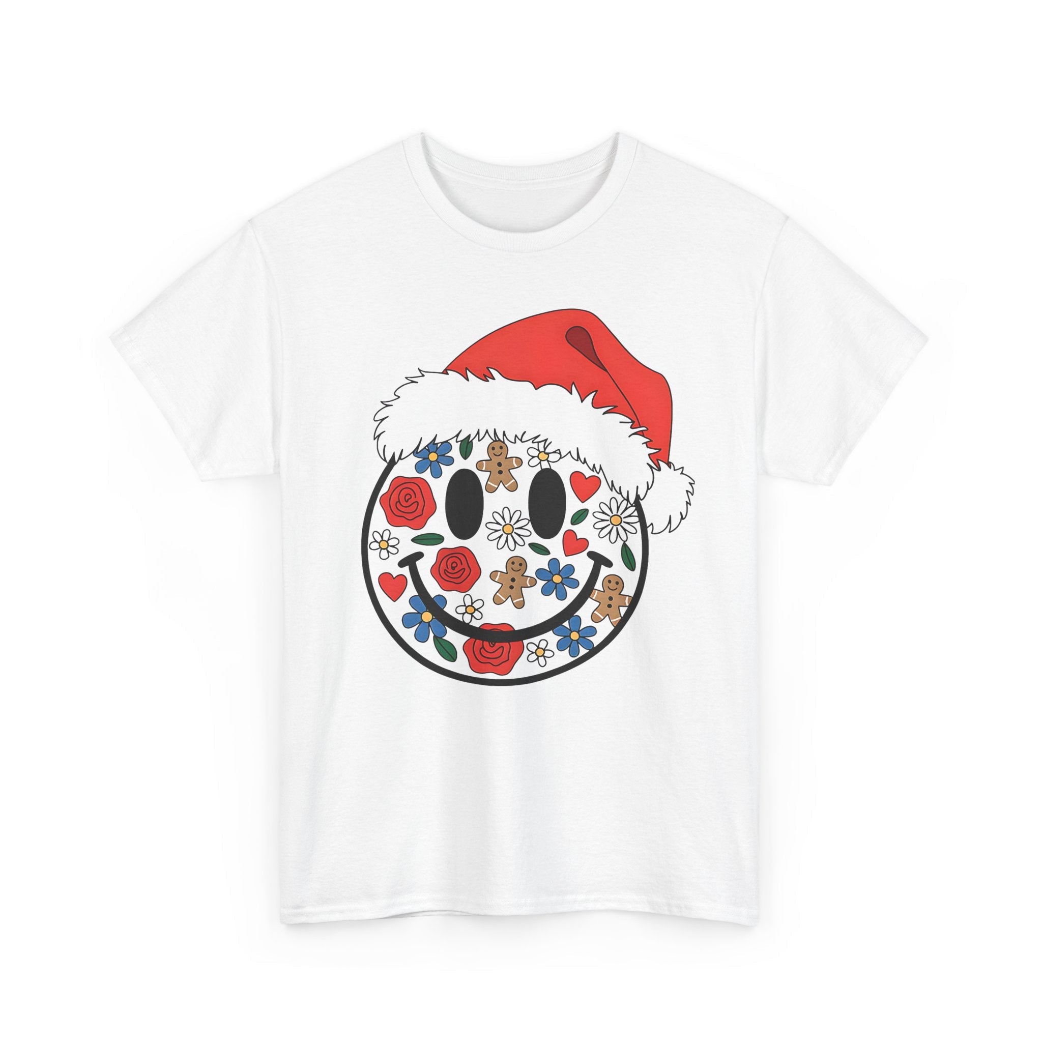 Retro Christmas Smiley Face T- Shirt Printify