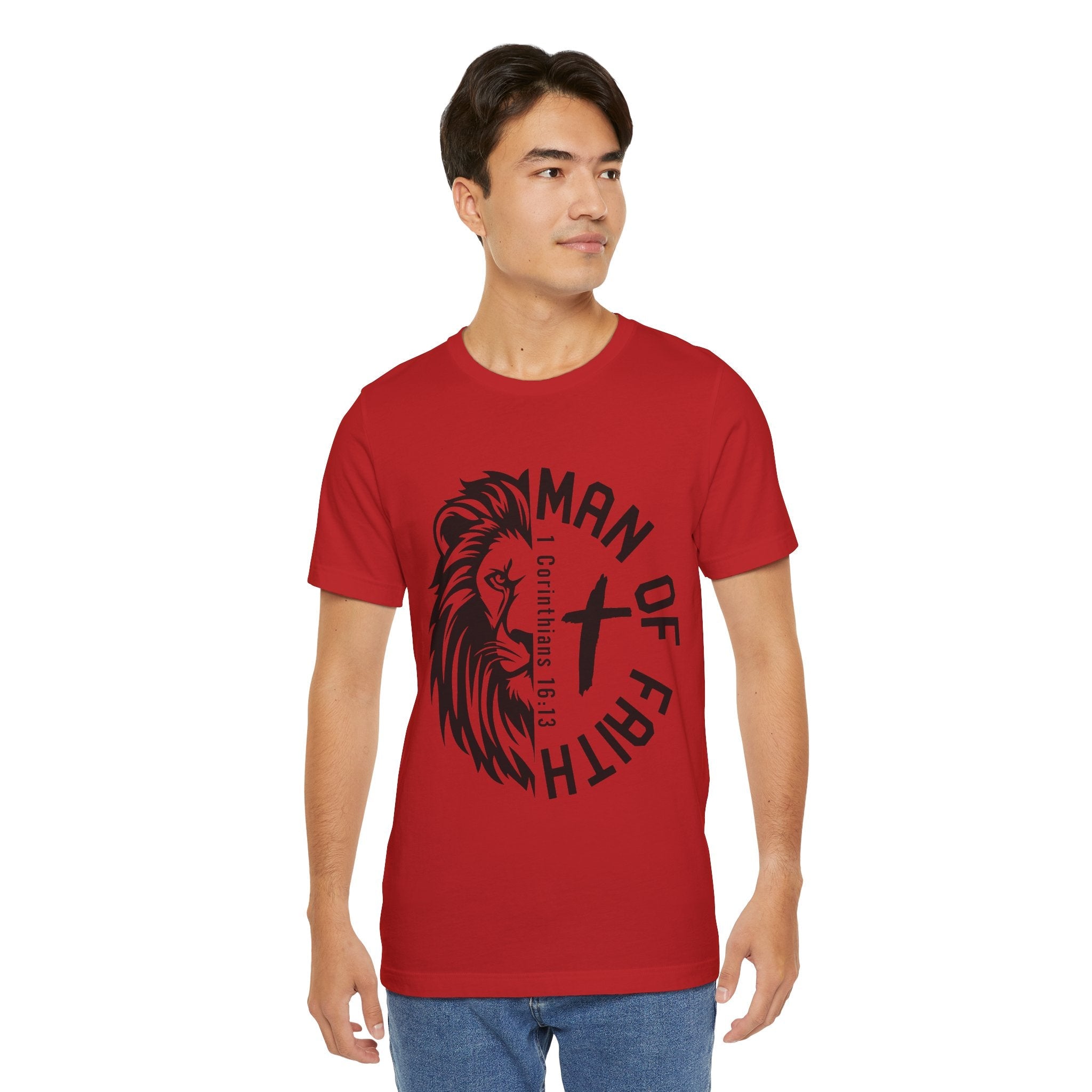 Man of Faith Lion Graphic T-Shirt Printify