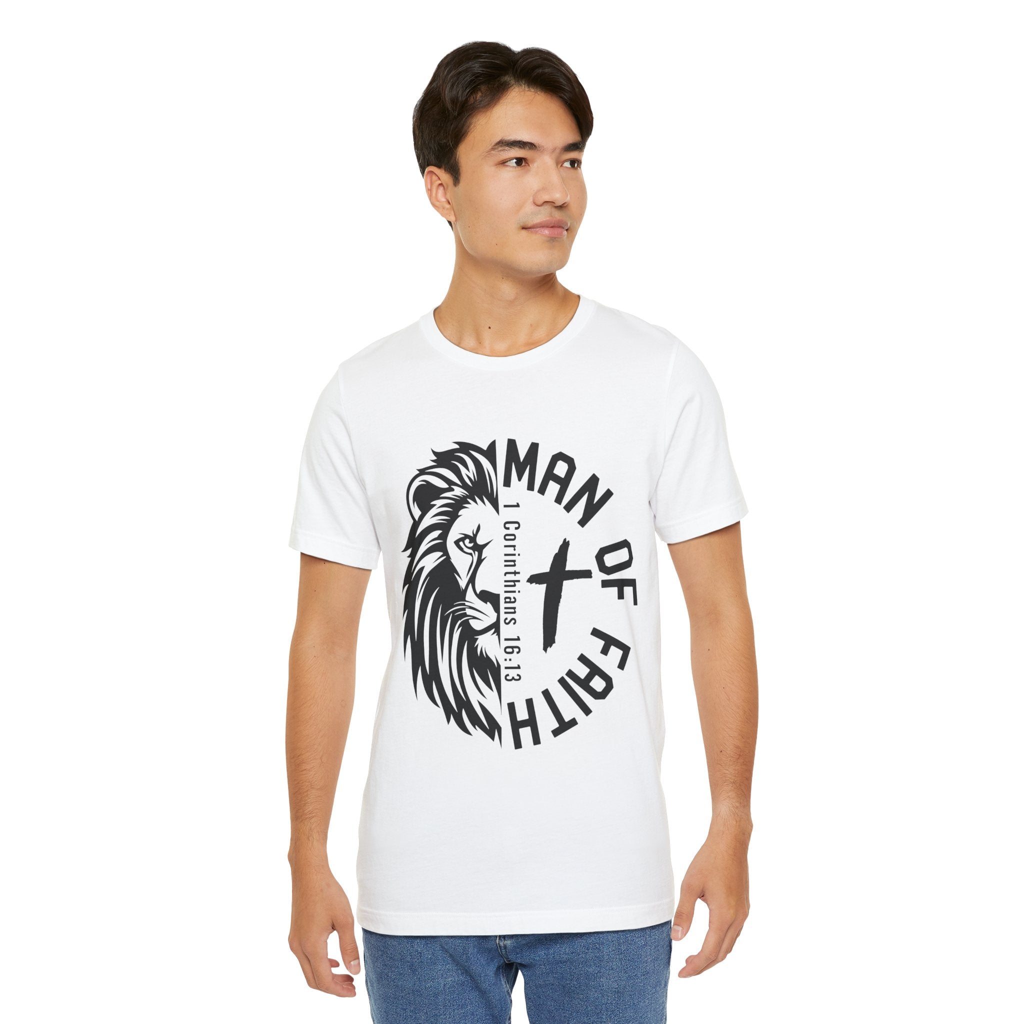 Man of Faith Lion Graphic T-Shirt Printify
