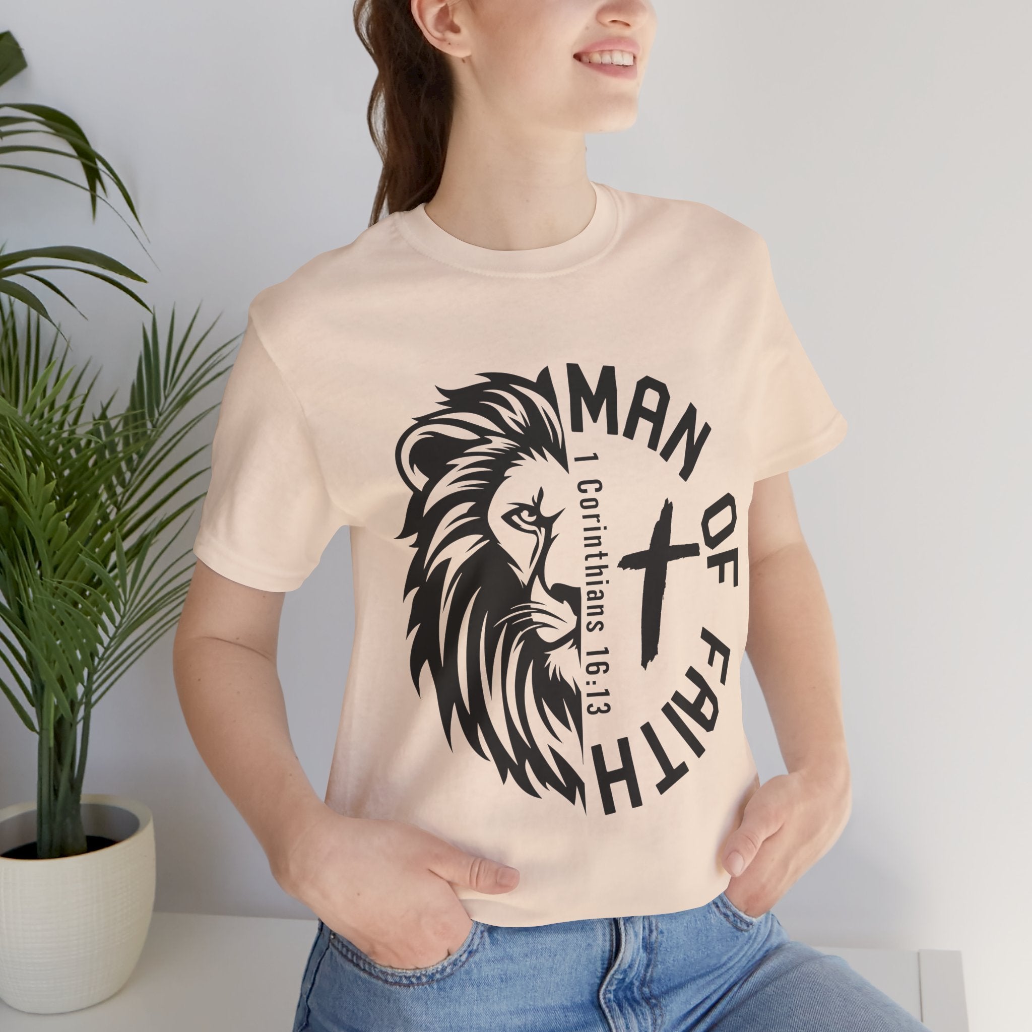 Man of Faith Lion Graphic T-Shirt Printify