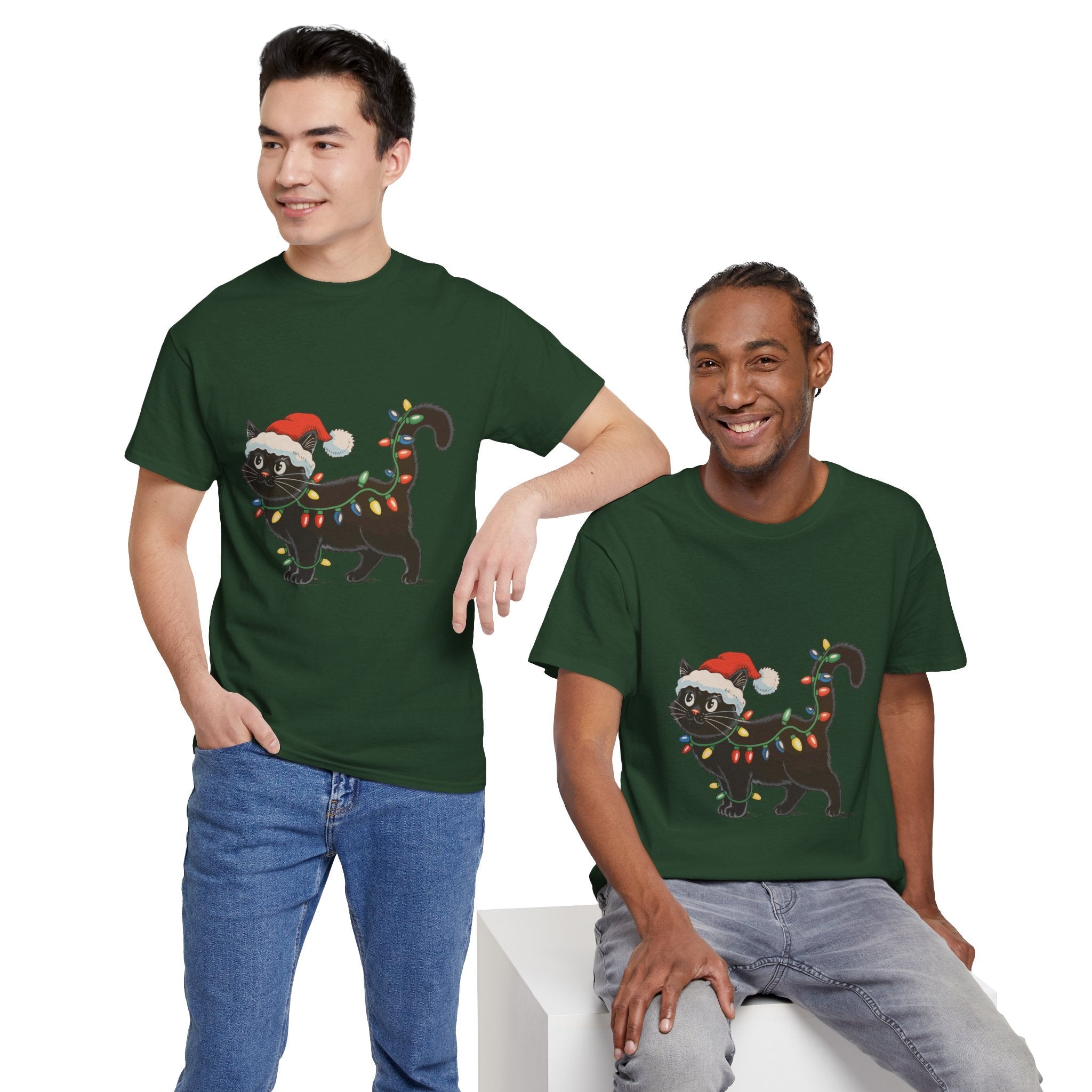 Festive Cat Christmas T-Shirt Printify