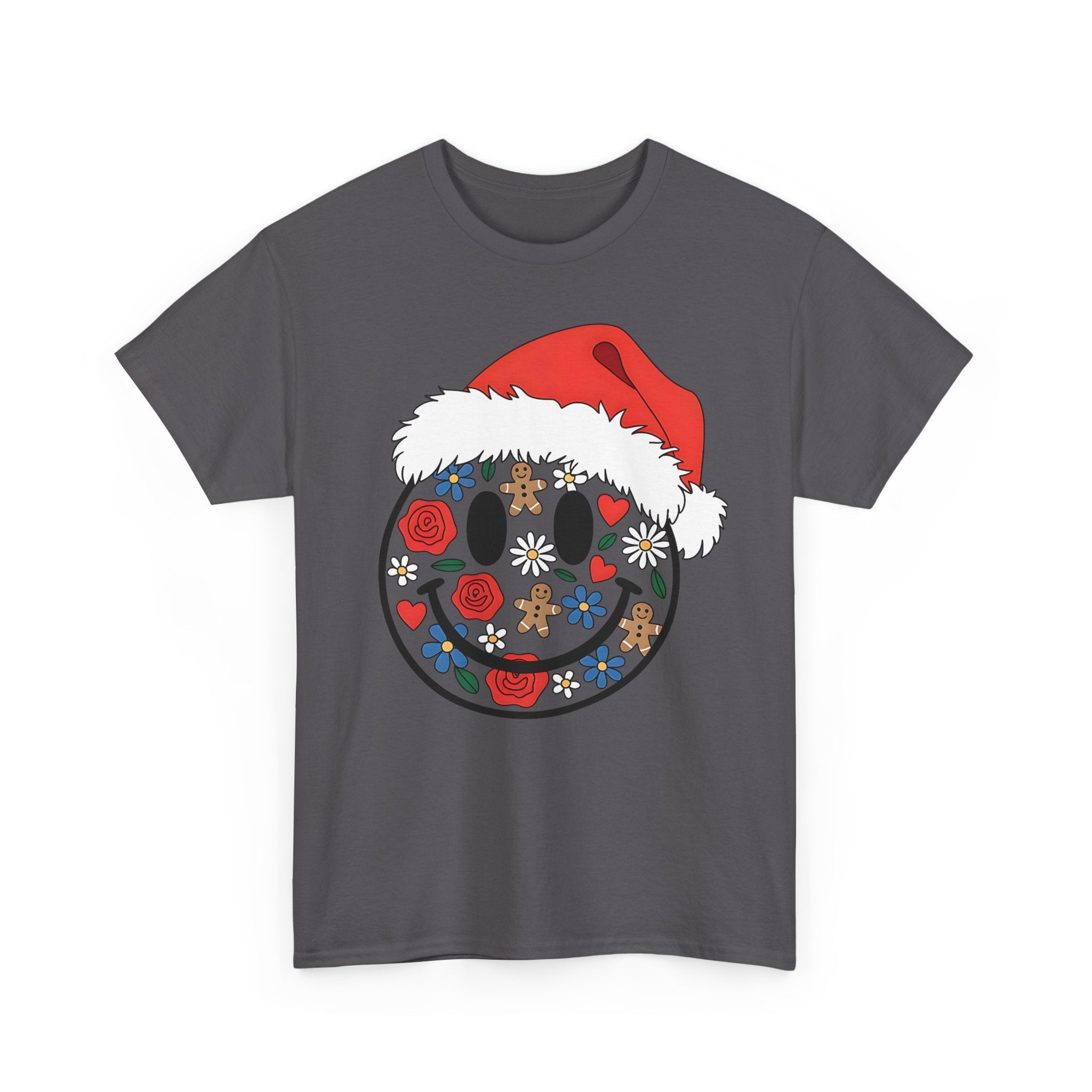 Retro Christmas Smiley Face T- Shirt Printify