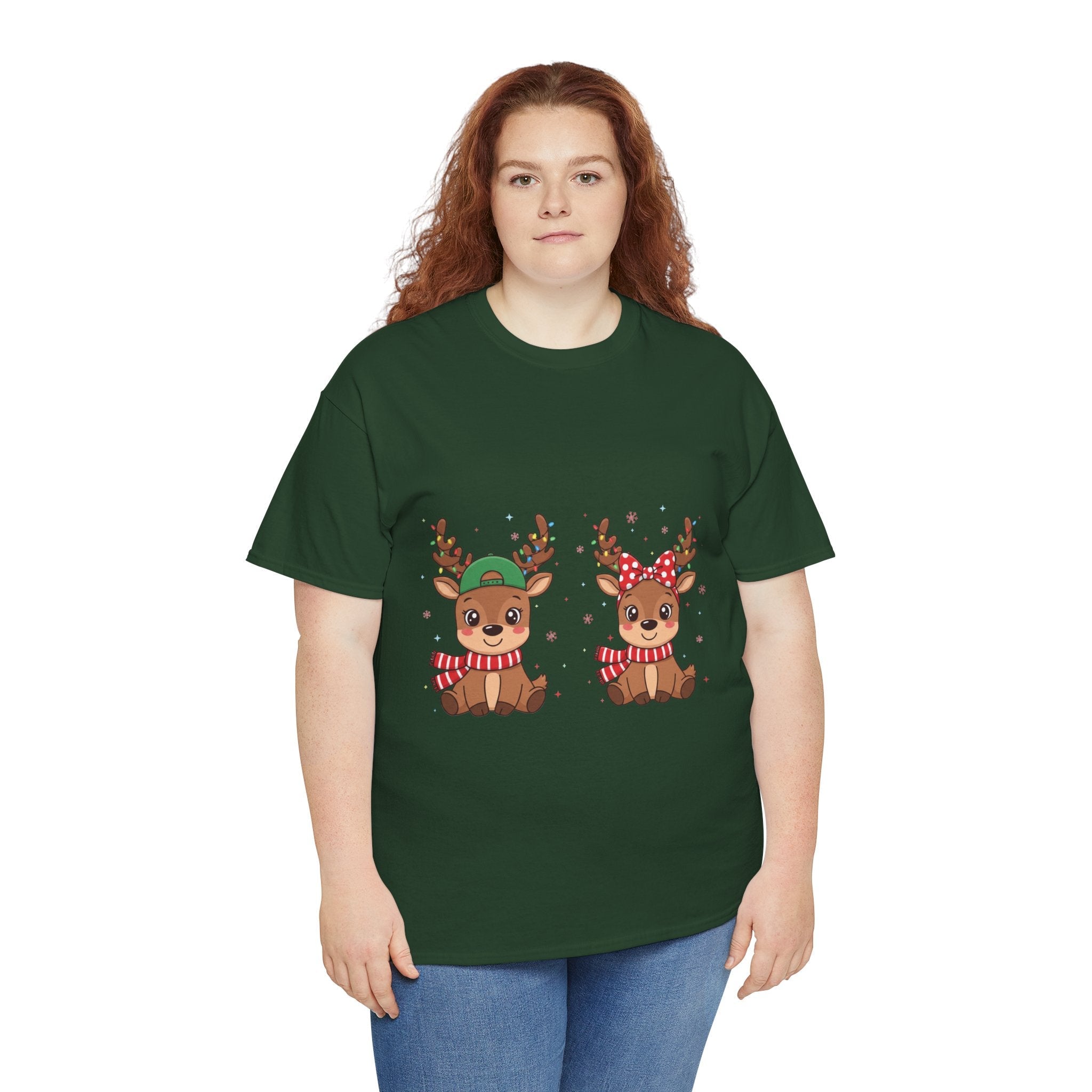 Festive Reindeer Christmas T- Shirt Printify