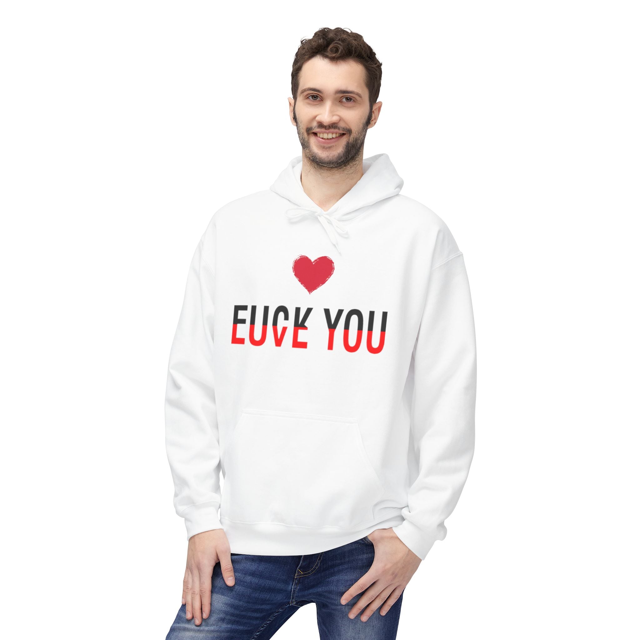 Love You Fuck You Unisex Softstyle Hoodie Printify