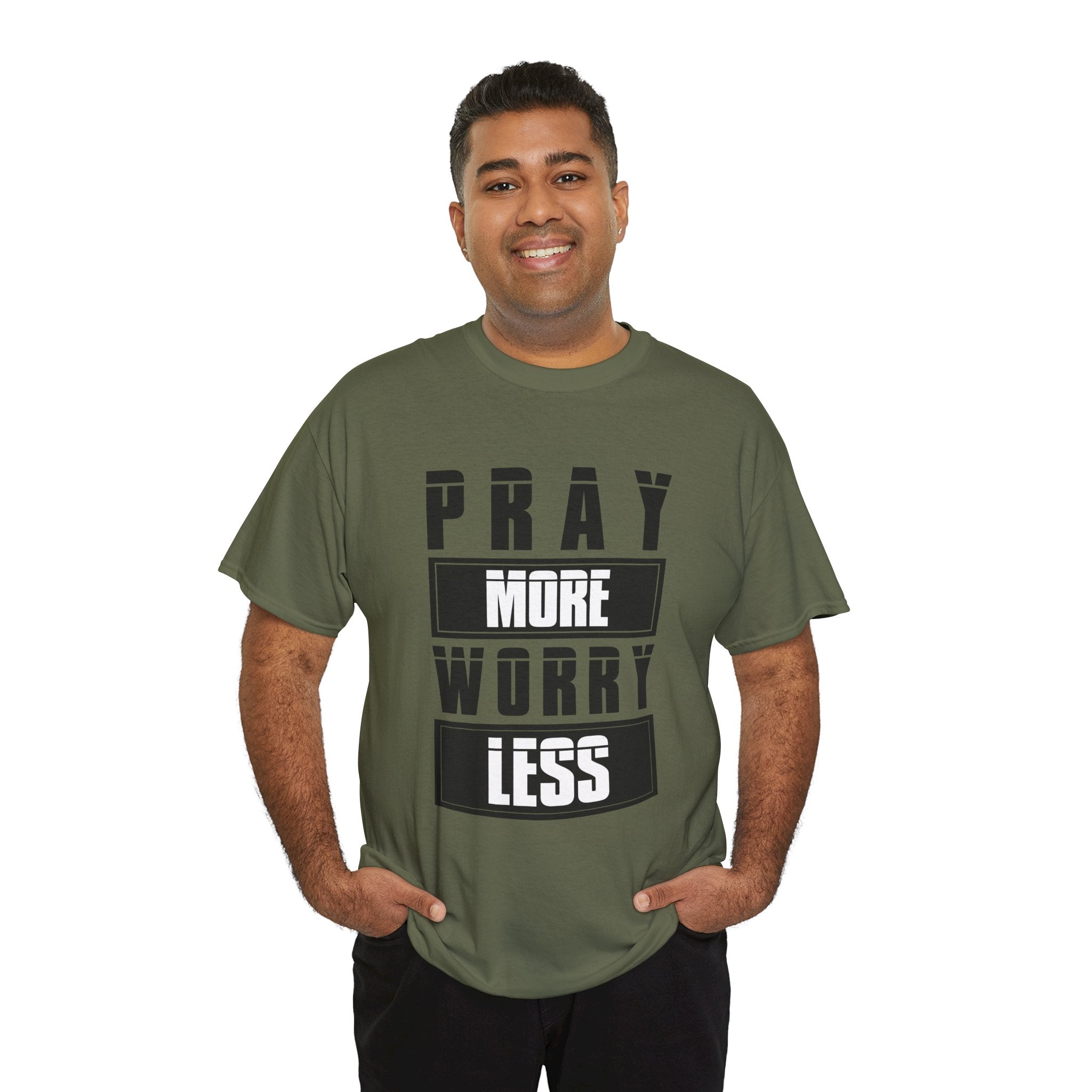 Pray More Worry Less Inspirational T-Shirt Printify
