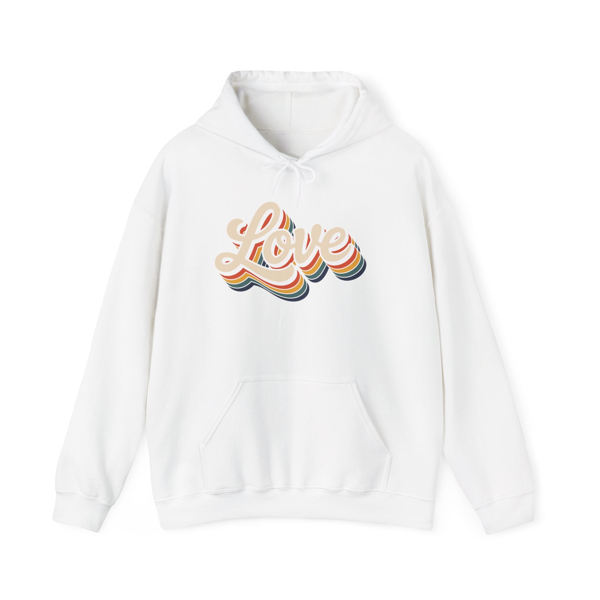 Vintage Love Retro Rainbow Hoodie Printify