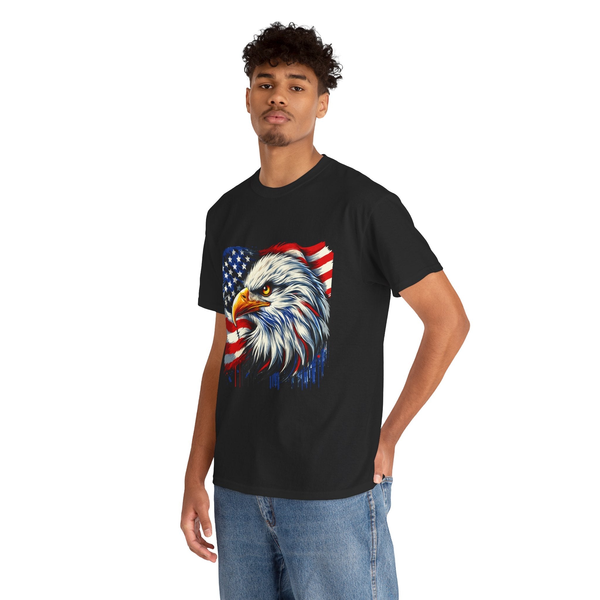 Bald Eagle American Flag T-Shirt Printify