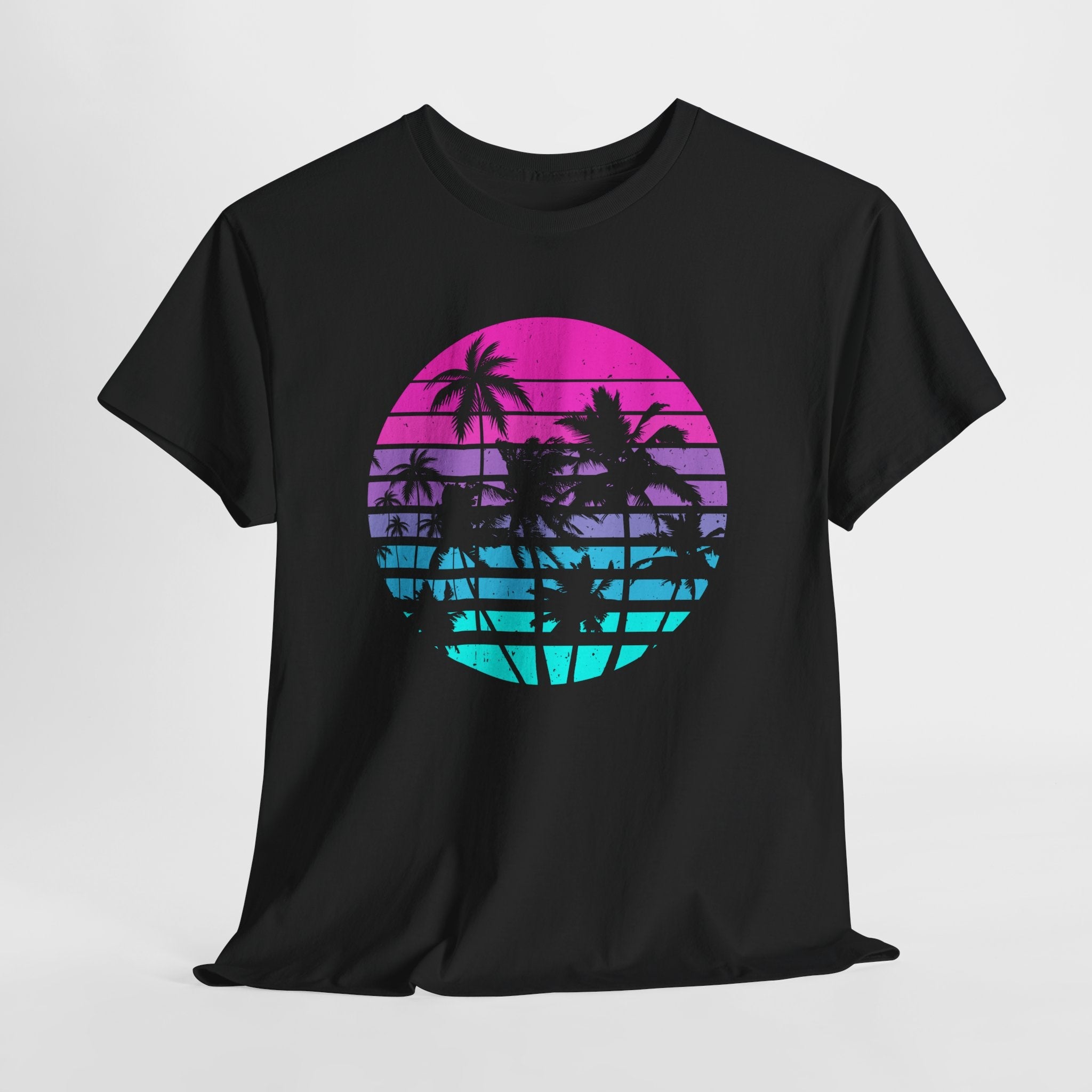 Sunset Palm 80s Retro Graphic T- Shirt Printify