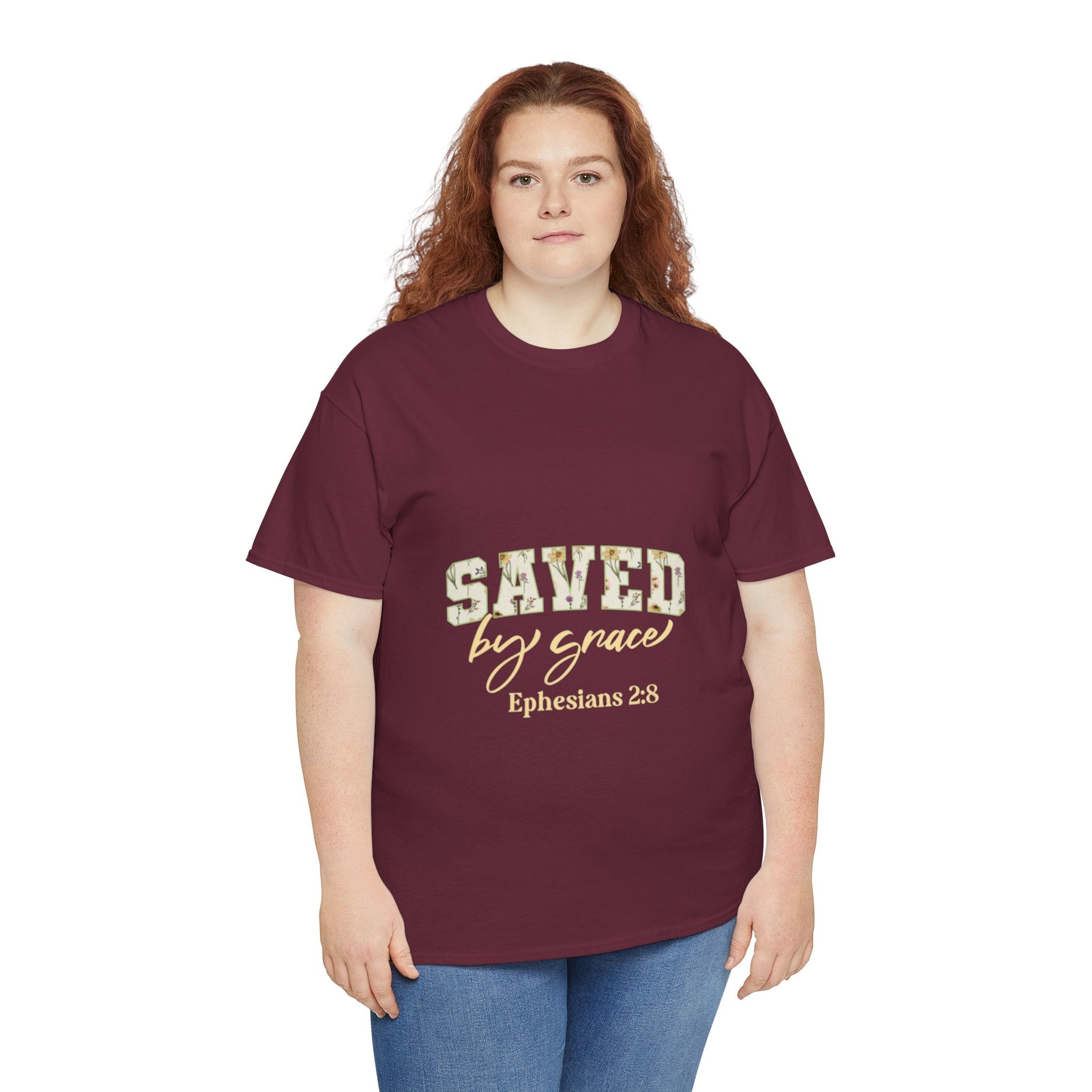 Christian Graphic  T-Shirt-  Saved by Grace Printify
