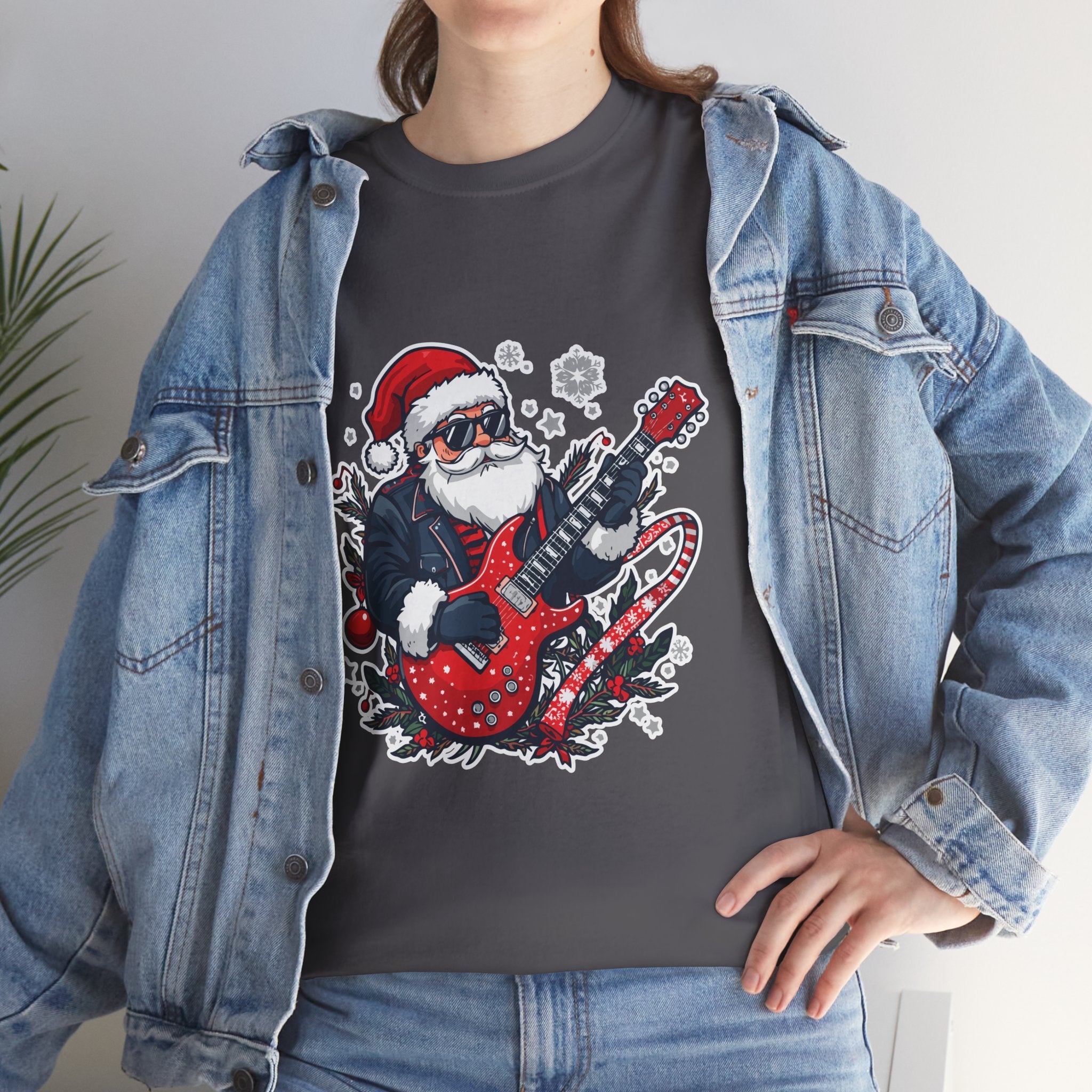 Rockin' Santa Music Graphic T-Shirt Printify