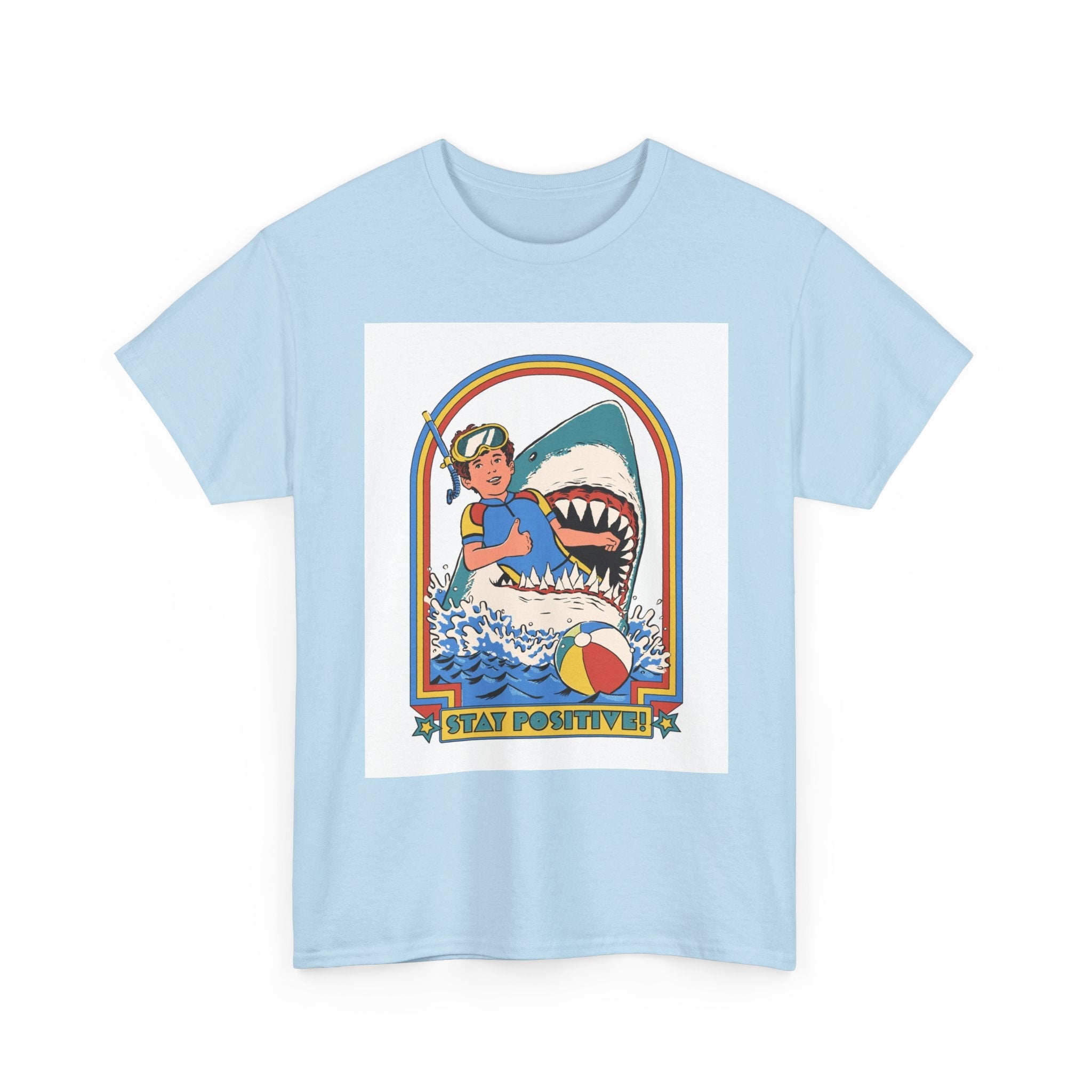 Stay Positive Shark Design T-Shirt Printify