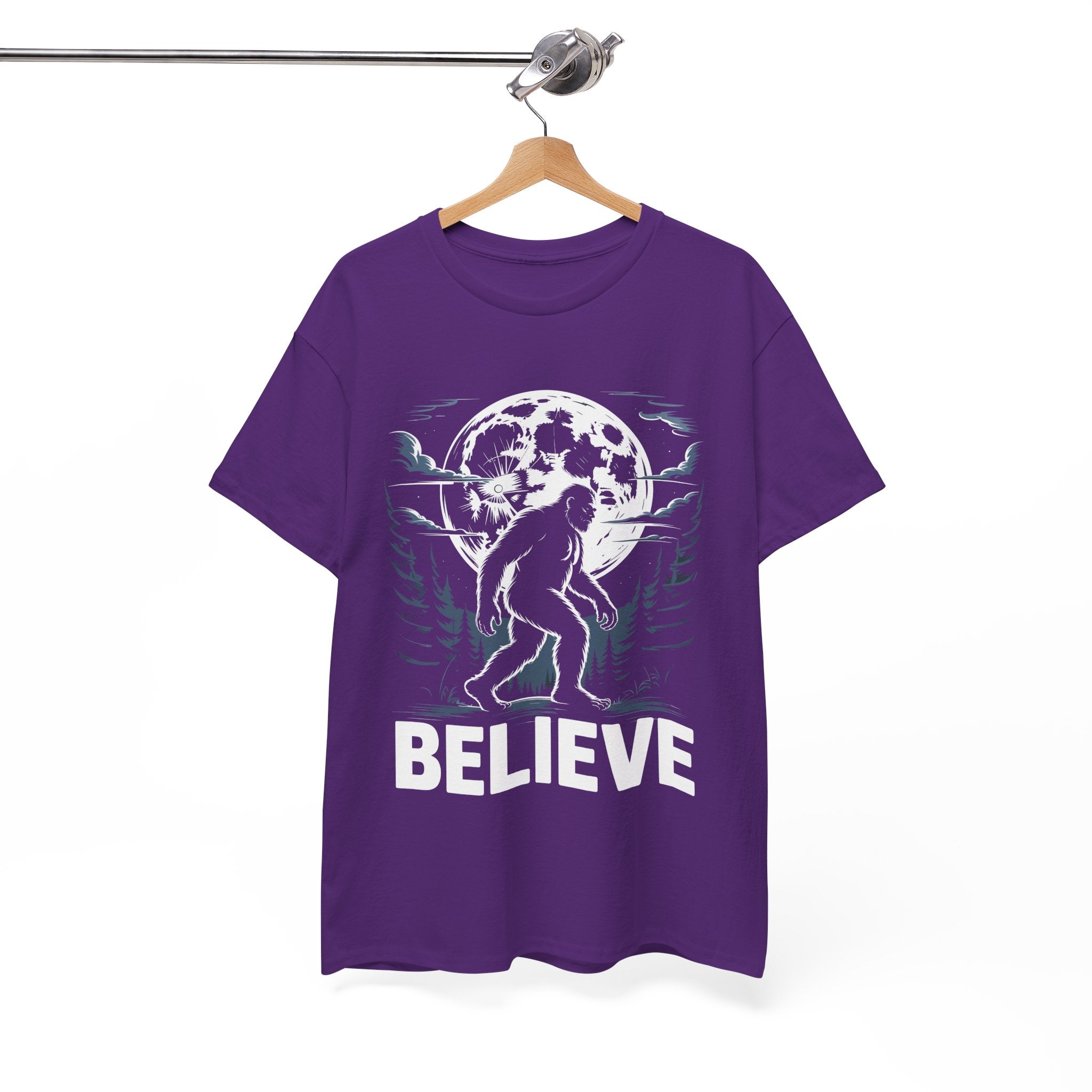 Moonlit Believer Bigfoot Lover T- Shirt Printify
