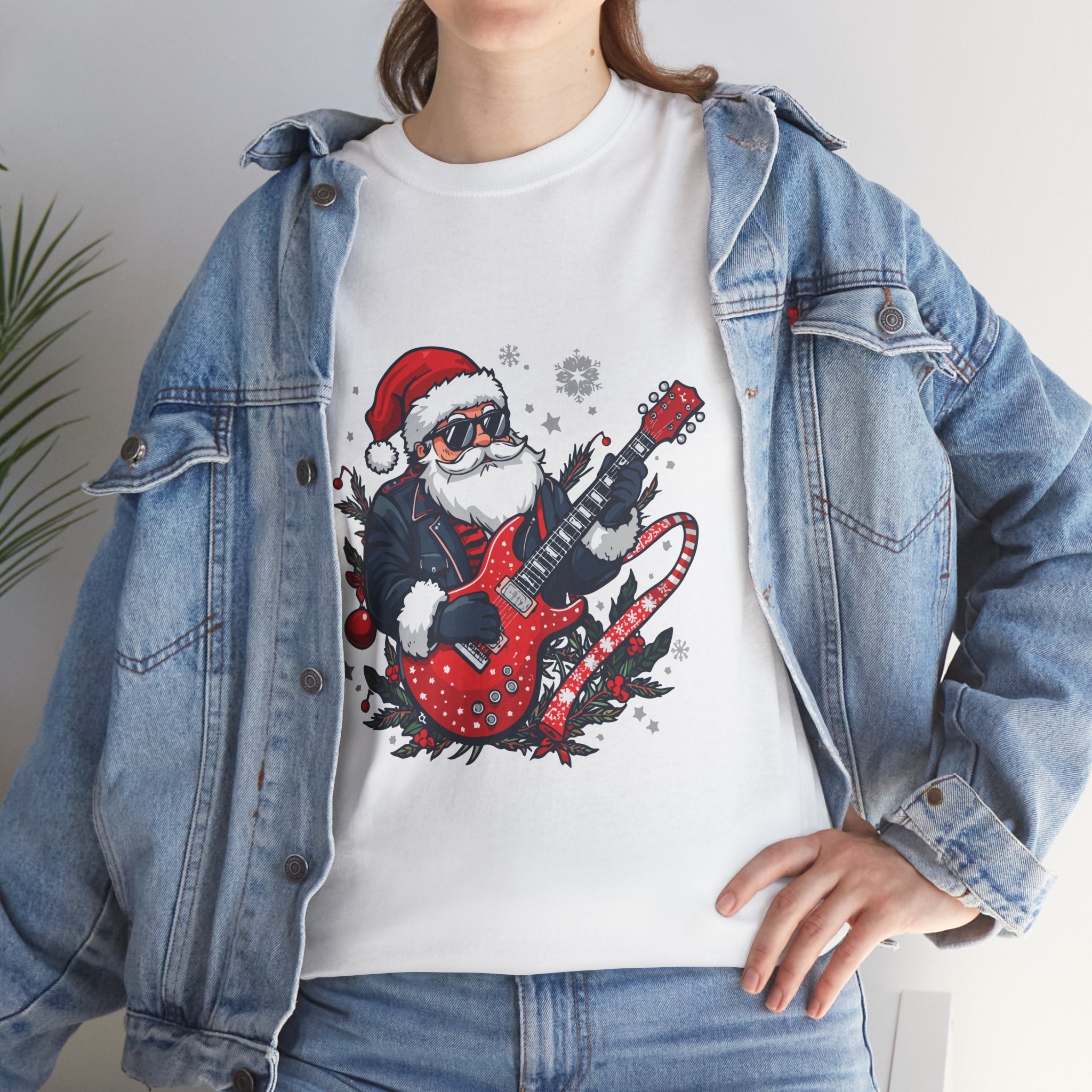 Rockin' Santa Music Graphic T-Shirt Printify