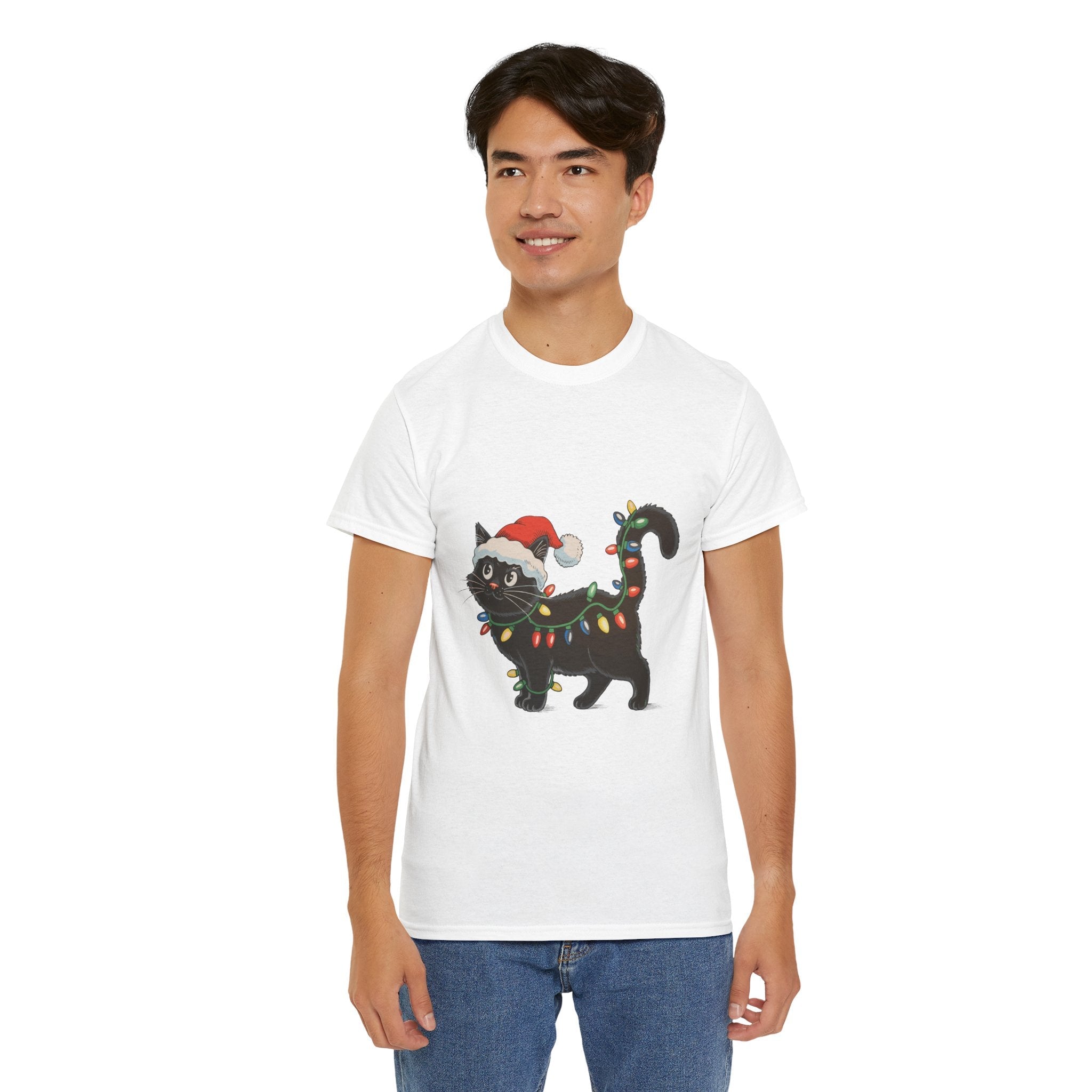 Festive Cat Christmas T-Shirt Printify