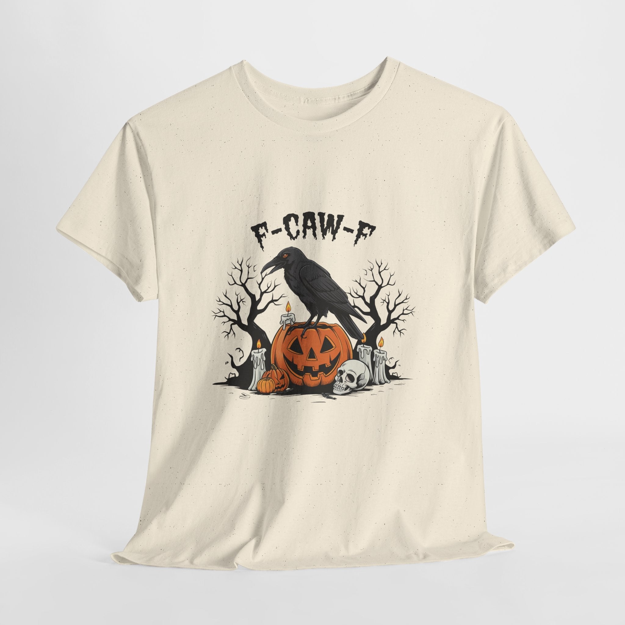 Crow on Skull with Bare Branches and Tex Graphic T-Shirt Printify