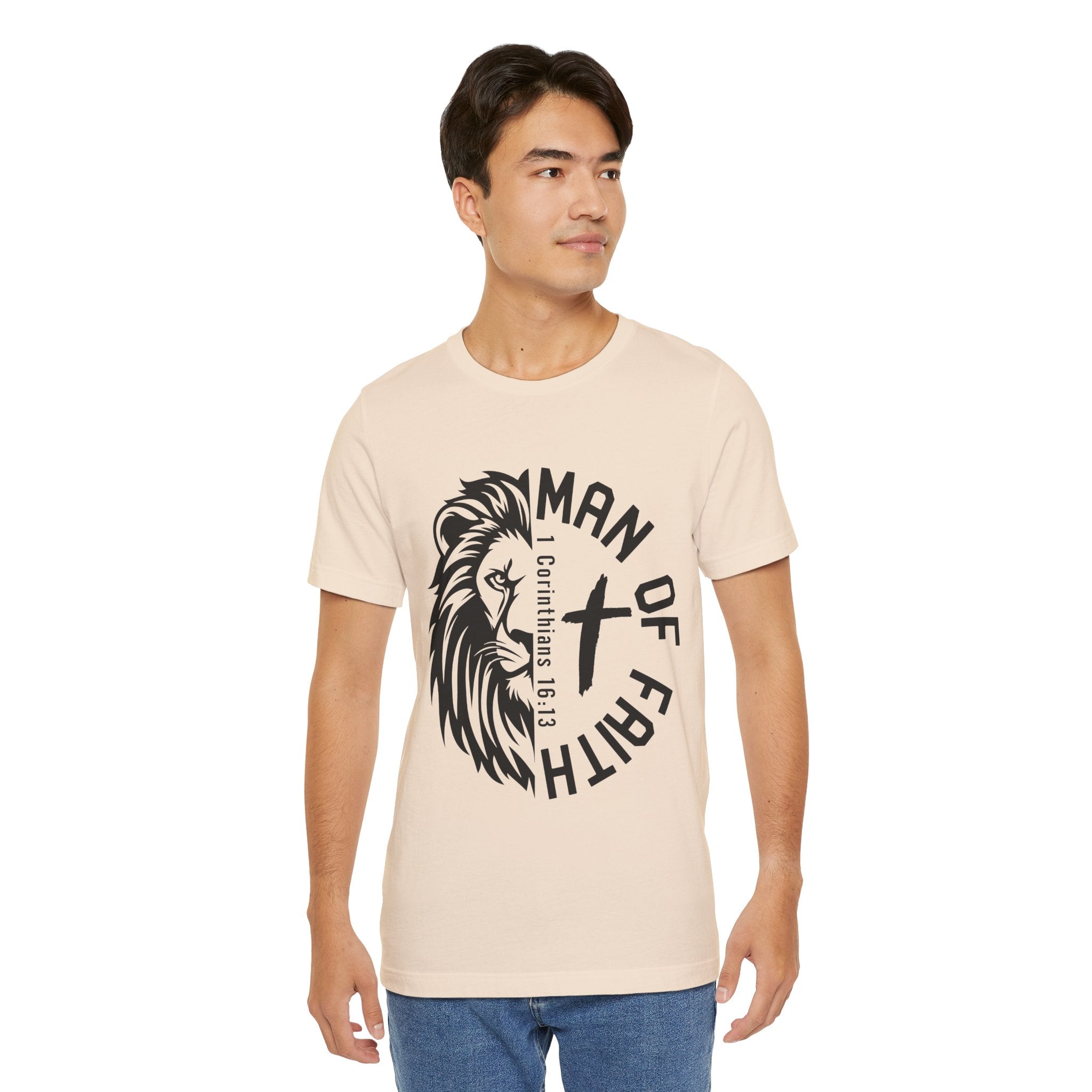 Man of Faith Lion Graphic T-Shirt Printify