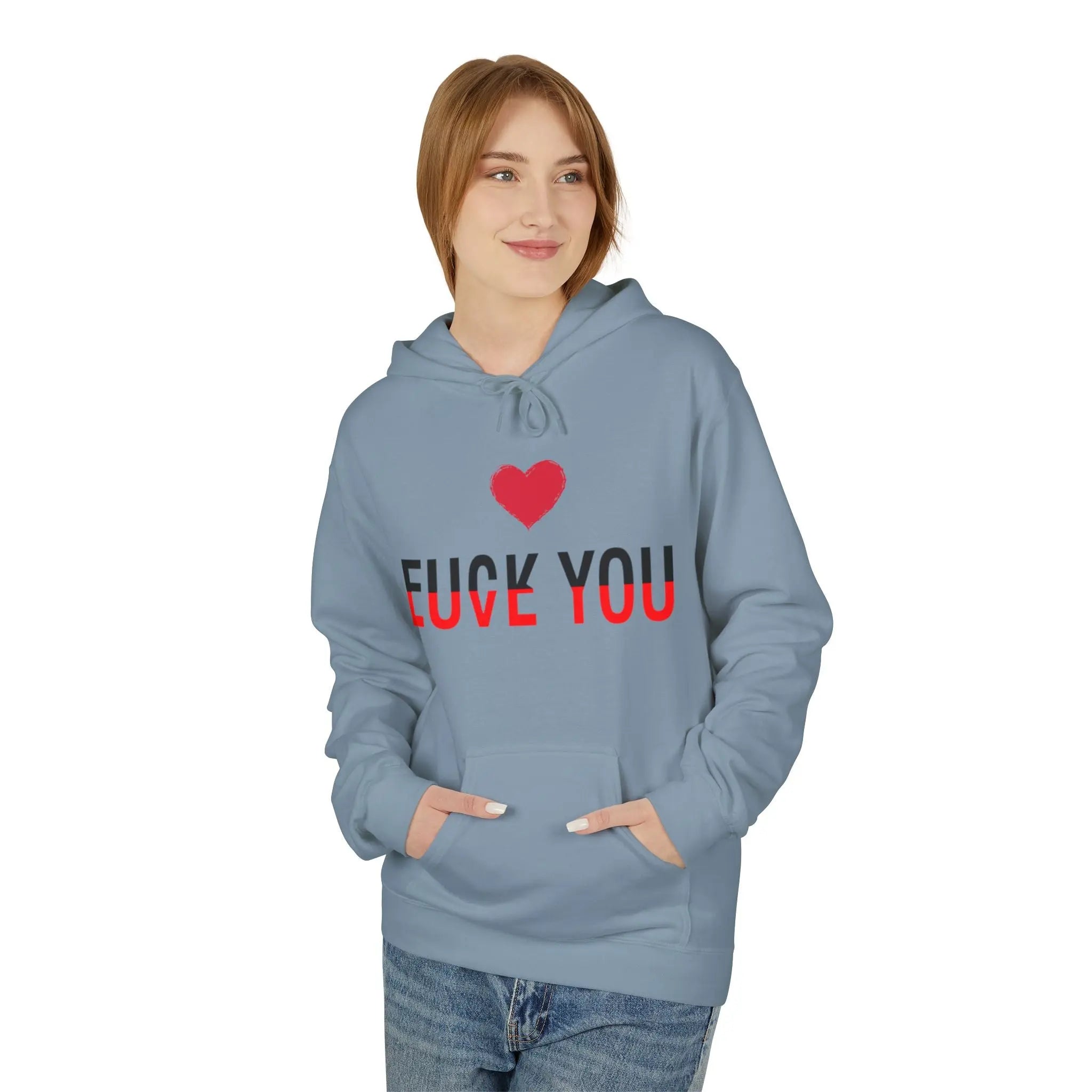 Love You Fuck You Unisex Softstyle Hoodie Printify