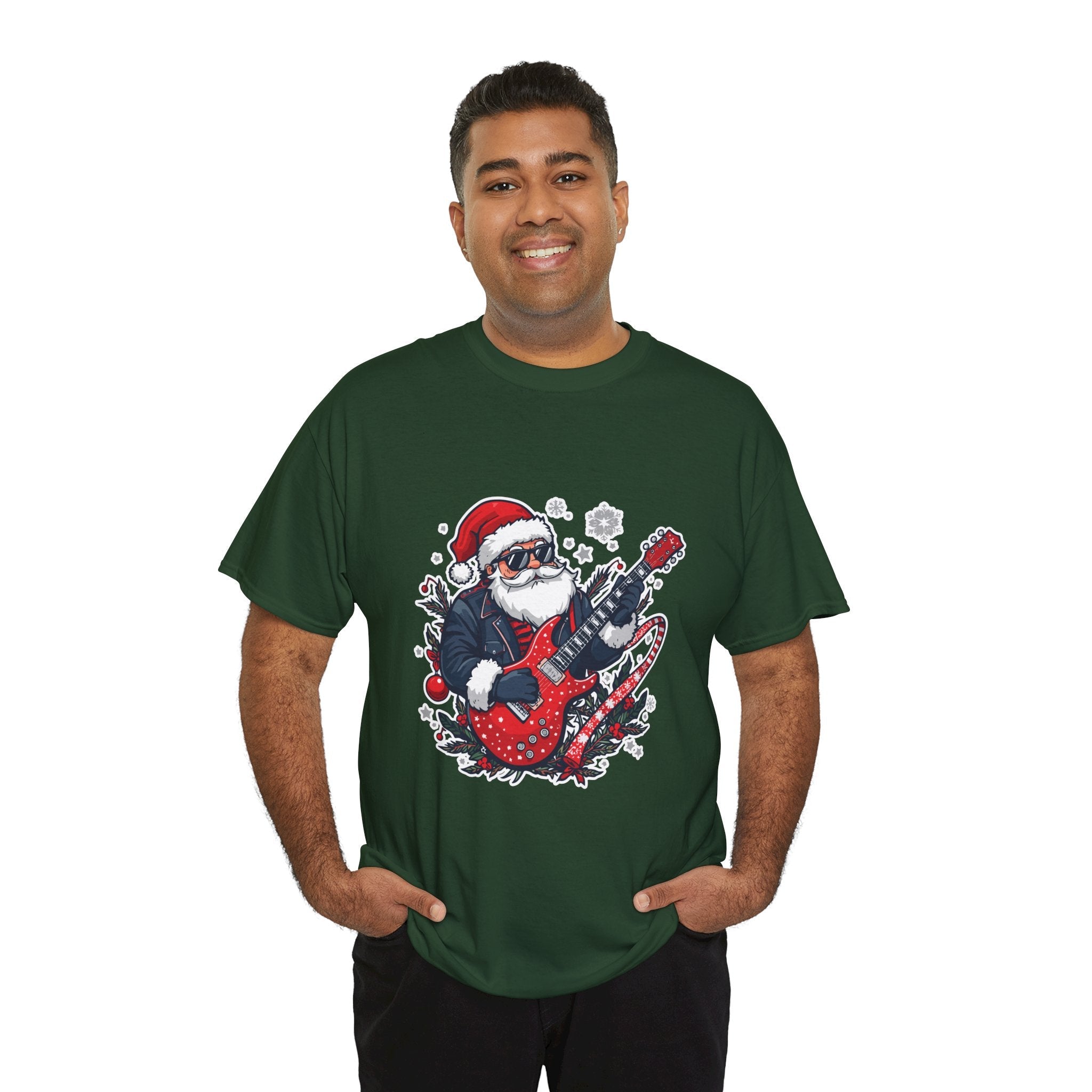 Rockin' Santa Music Graphic T-Shirt Printify
