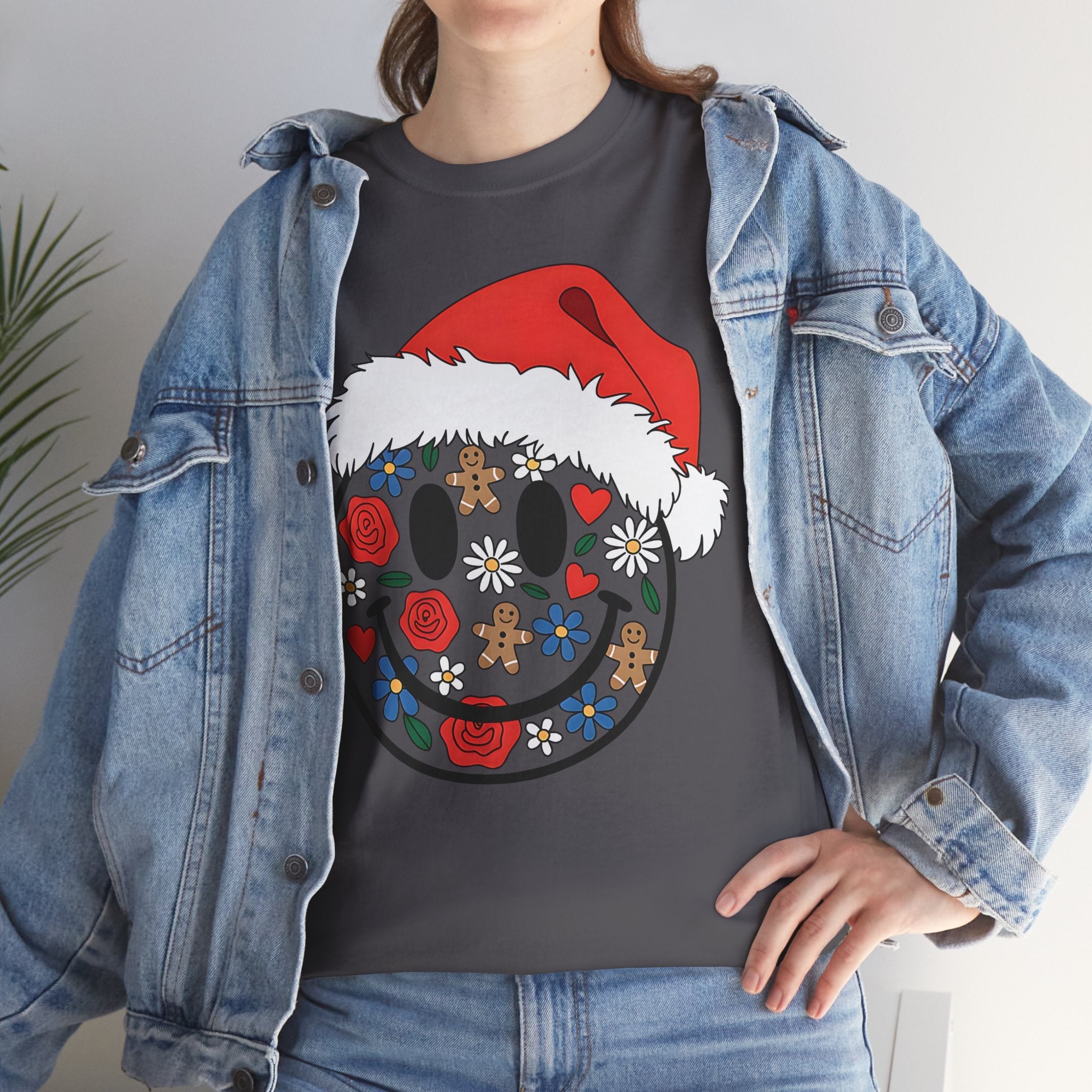 Retro Christmas Smiley Face T- Shirt Printify