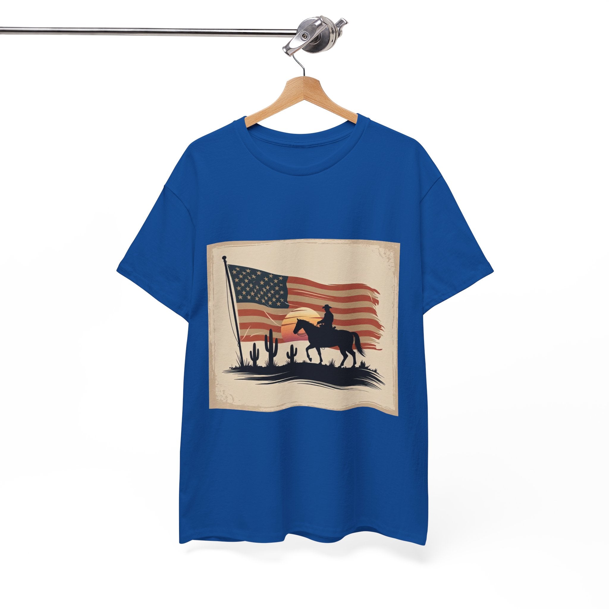 Vintage Cowboy American Flag T- Shirt Printify