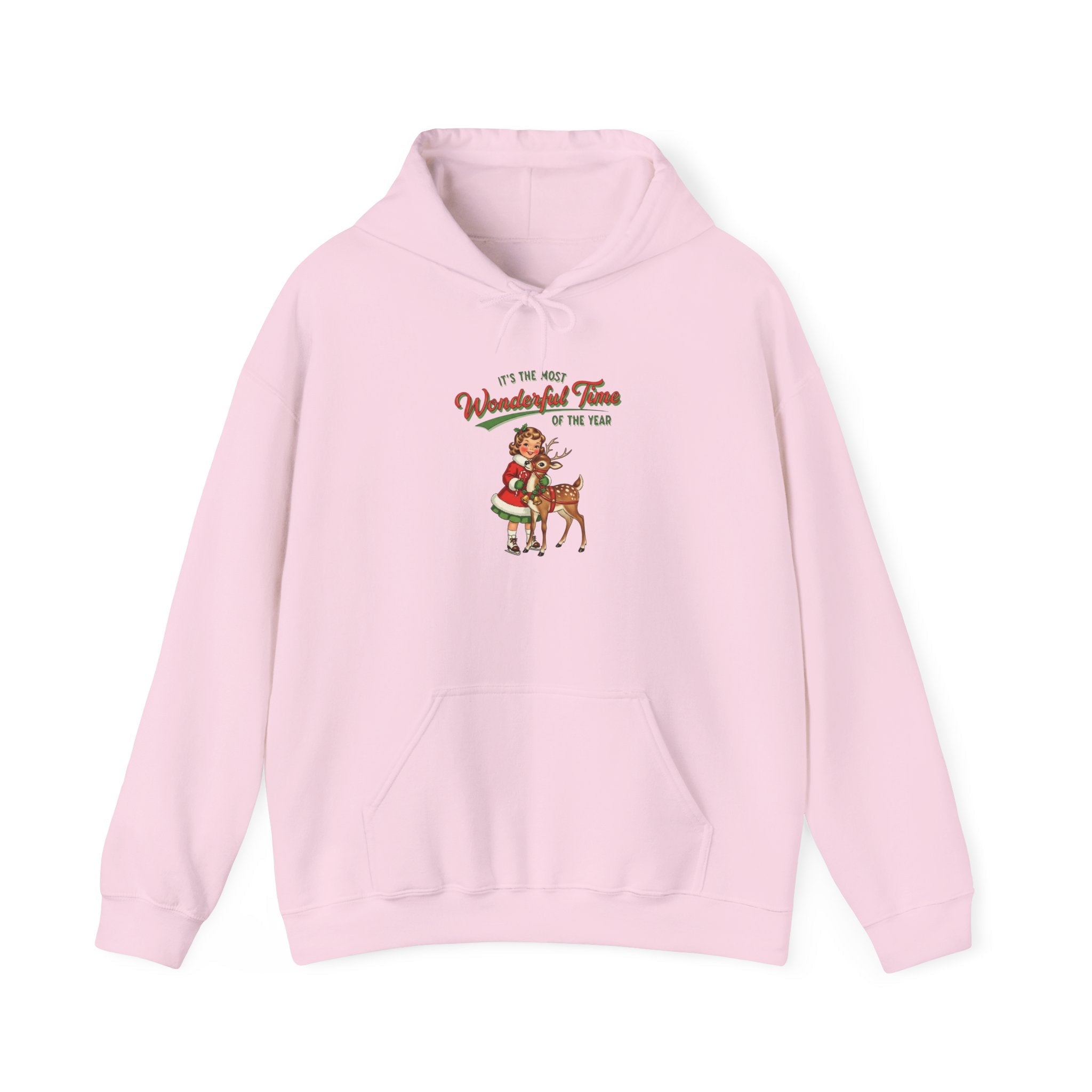 Christmas Retro Girl & Reindeer Hoodie Printify