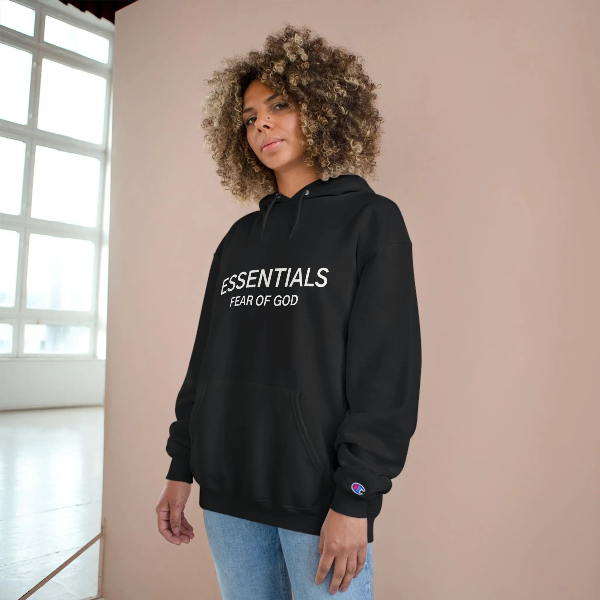Essentials Fear of God Champion Hoodie Printify