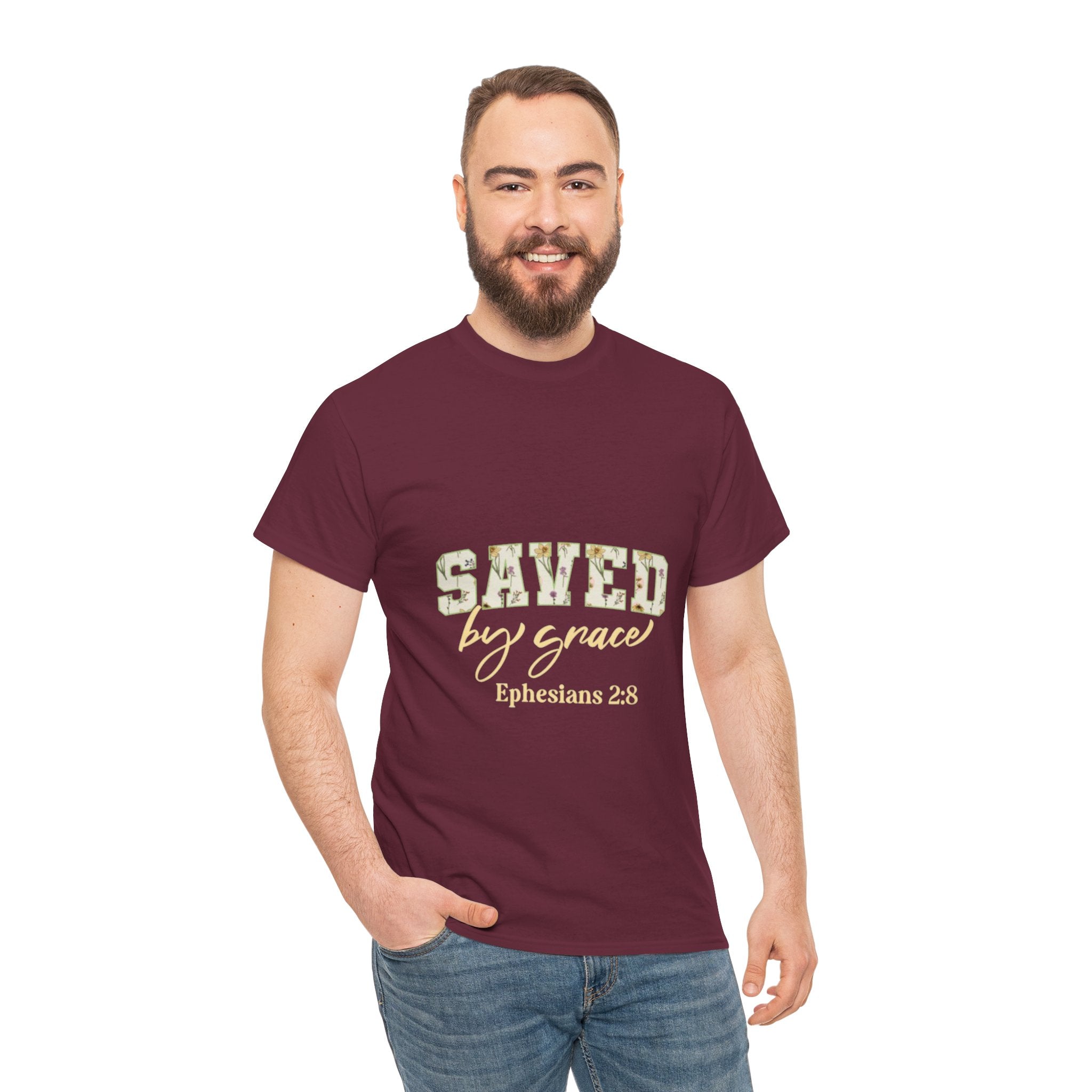 Christian Graphic  T-Shirt-  Saved by Grace Printify