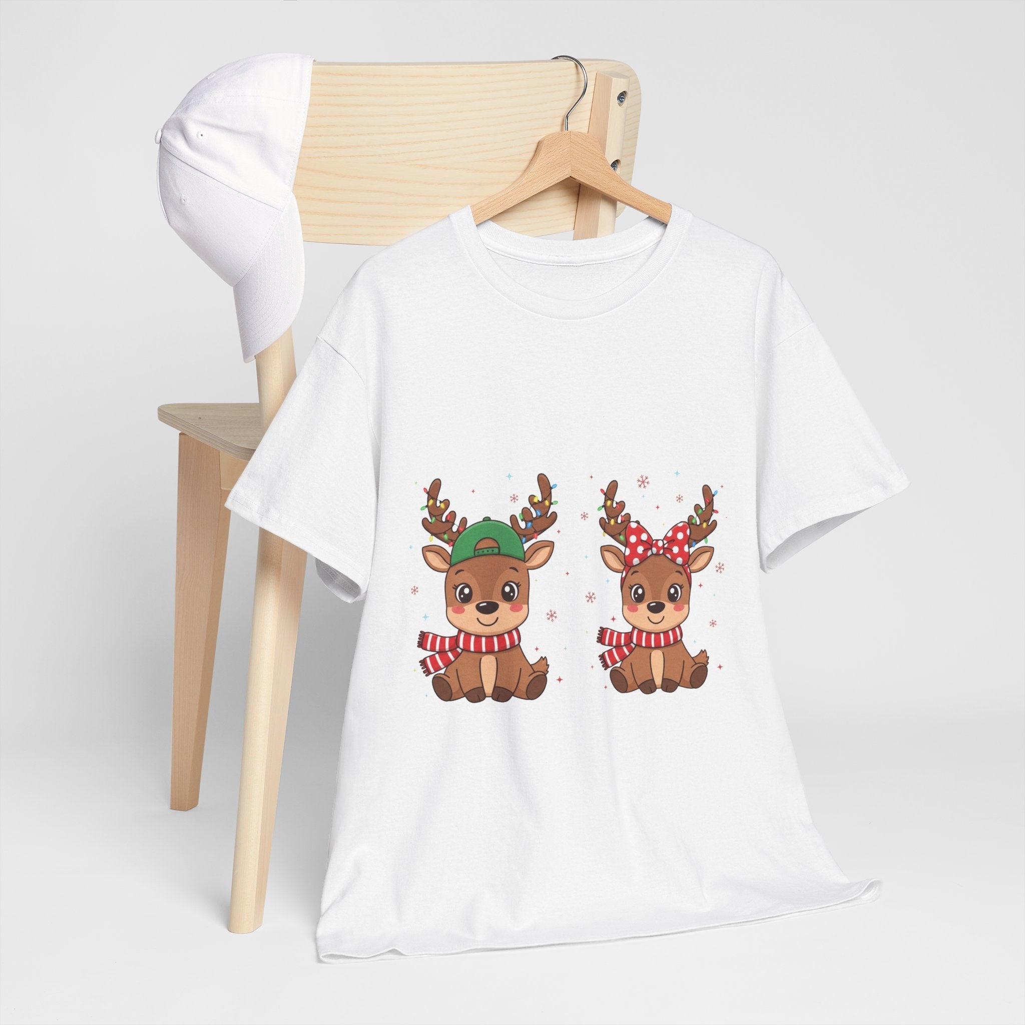 Festive Reindeer Christmas T- Shirt Printify