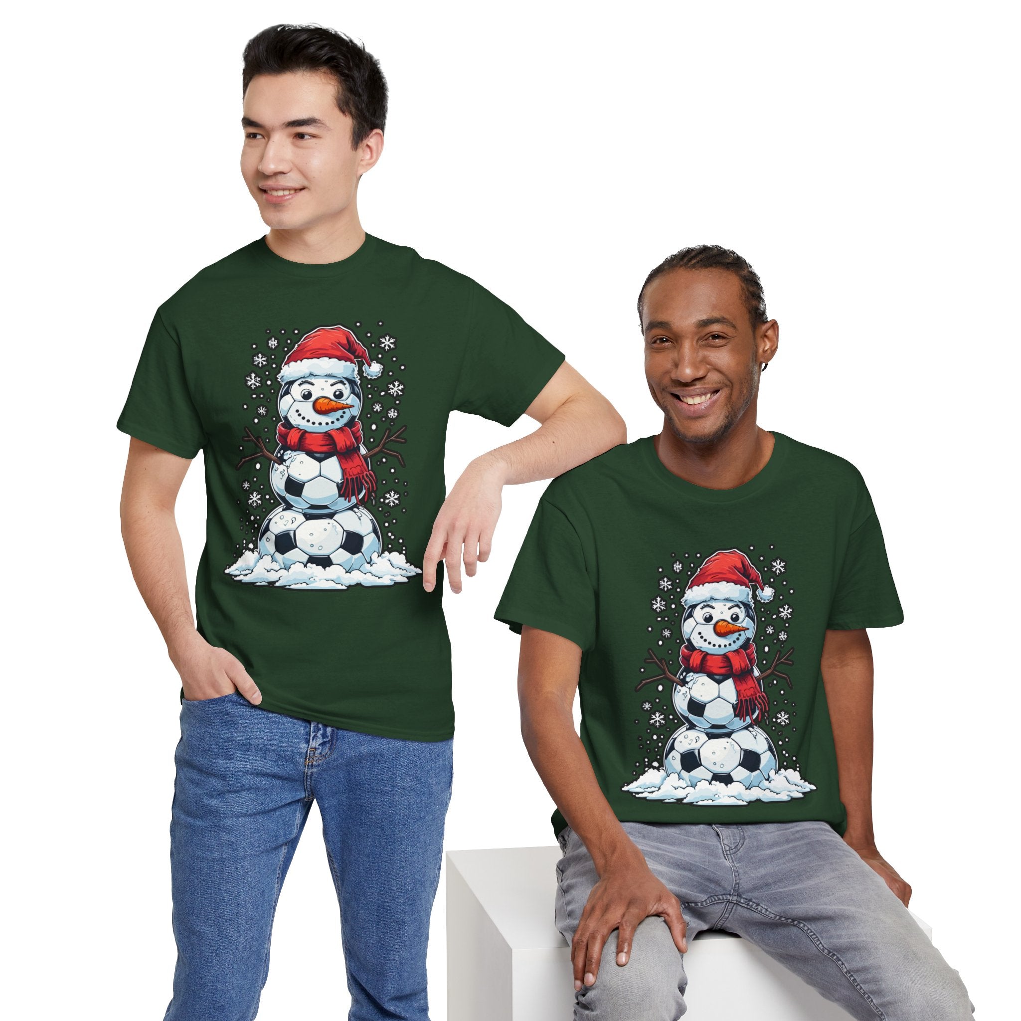 Christmas Snowman Soccer T-Shirt Printify