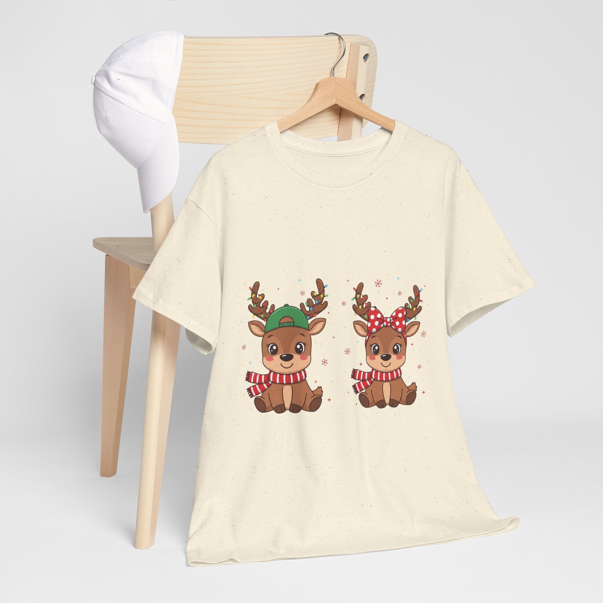 Festive Reindeer Christmas T- Shirt Printify